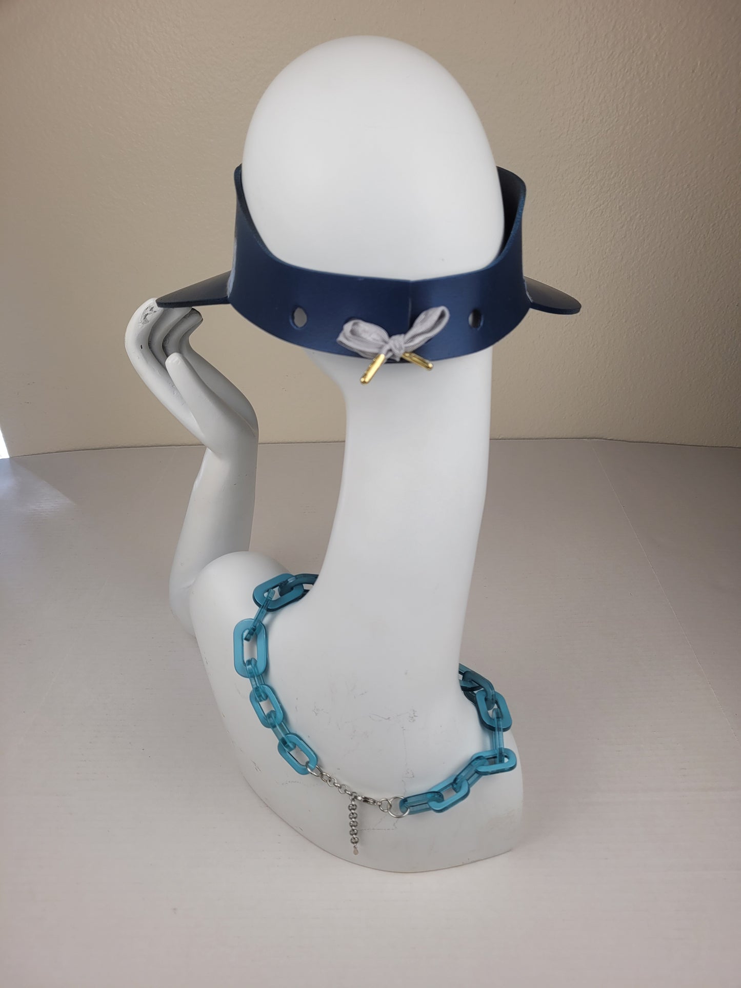 Navy Blue "LadyEVA" Visor Hat with Silvery Blue Band