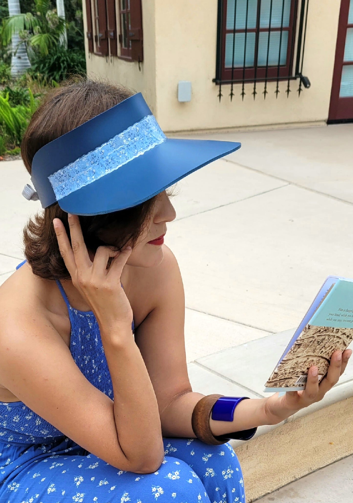Navy Blue "LadyEVA" Visor Hat with Silvery Blue Band