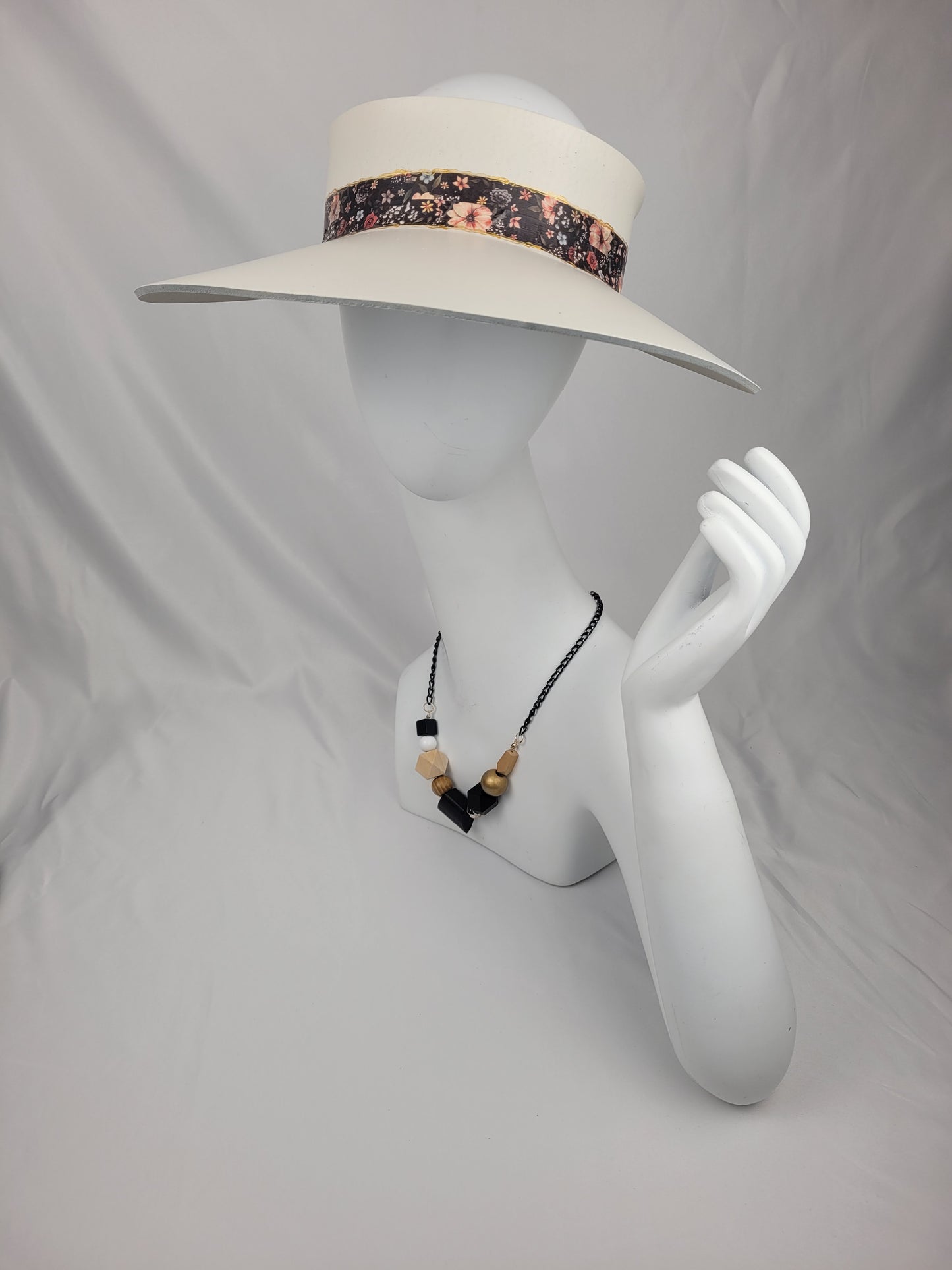 Off-White "LadyEVA" Visor Hat with Delicate Autumn Florals