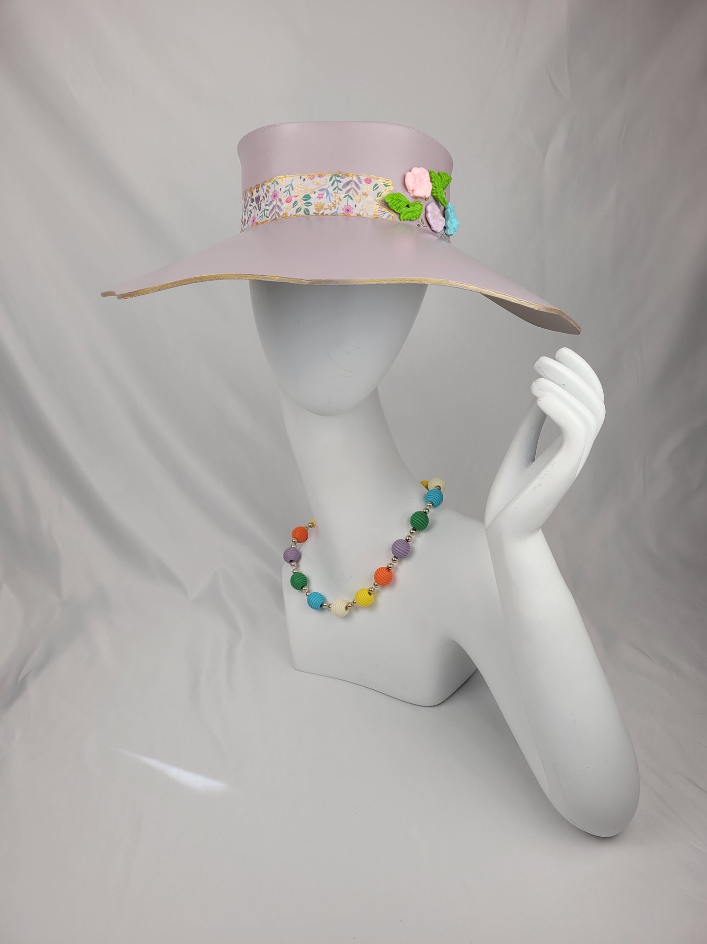 Lavender Lotus Visor with Fun Floral Band and Pastel Flowers