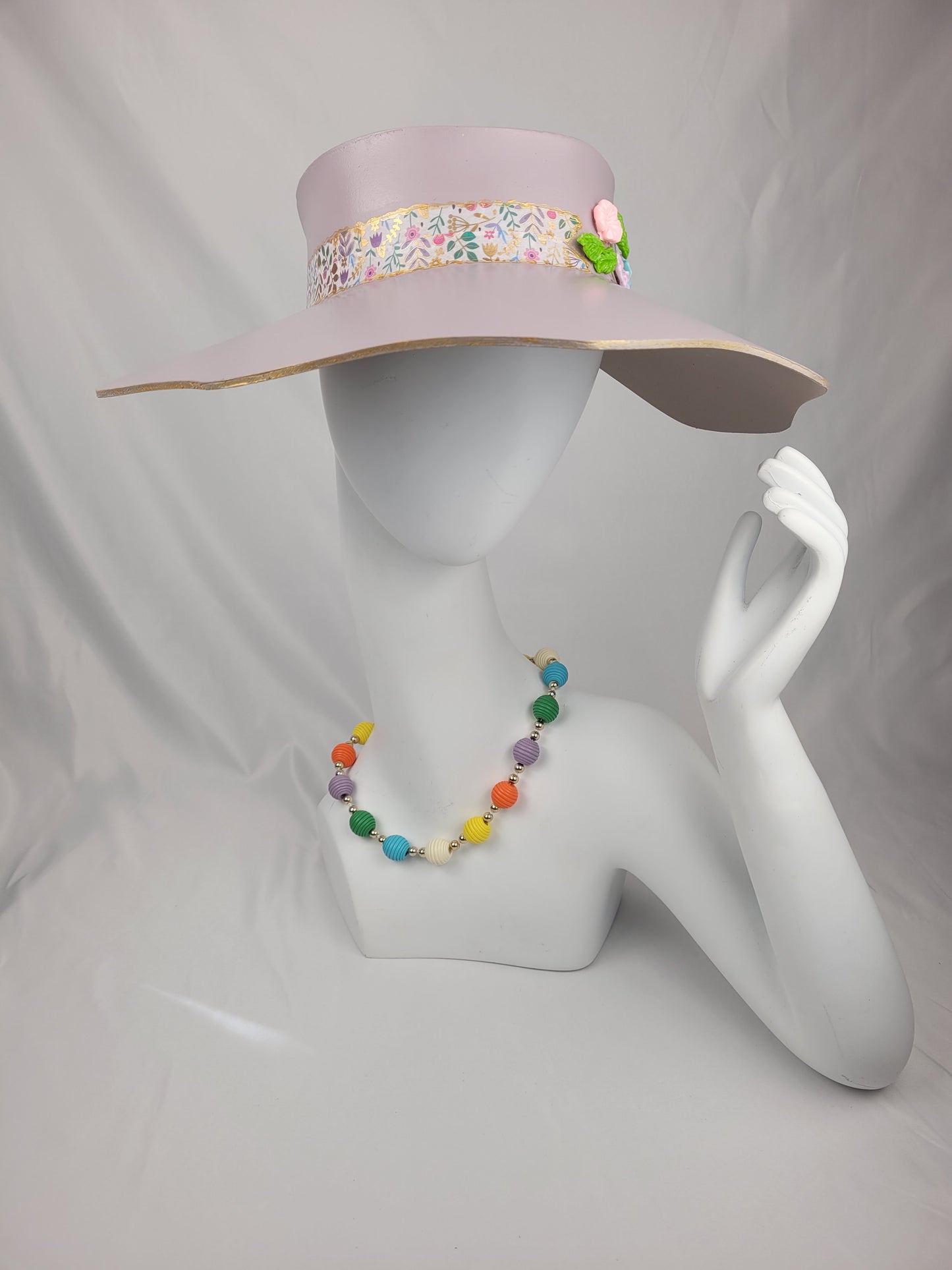 Lavender Lotus Visor with Fun Floral Band and Pastel Flowers