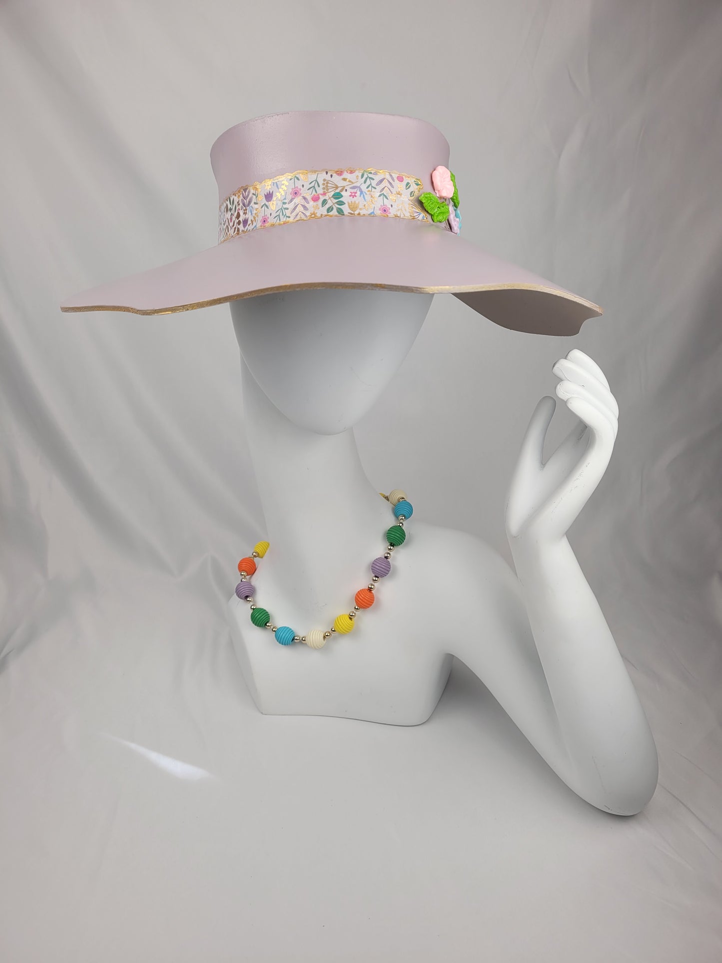 Lavender Lotus Visor with Fun Floral Band and Pastel Flowers