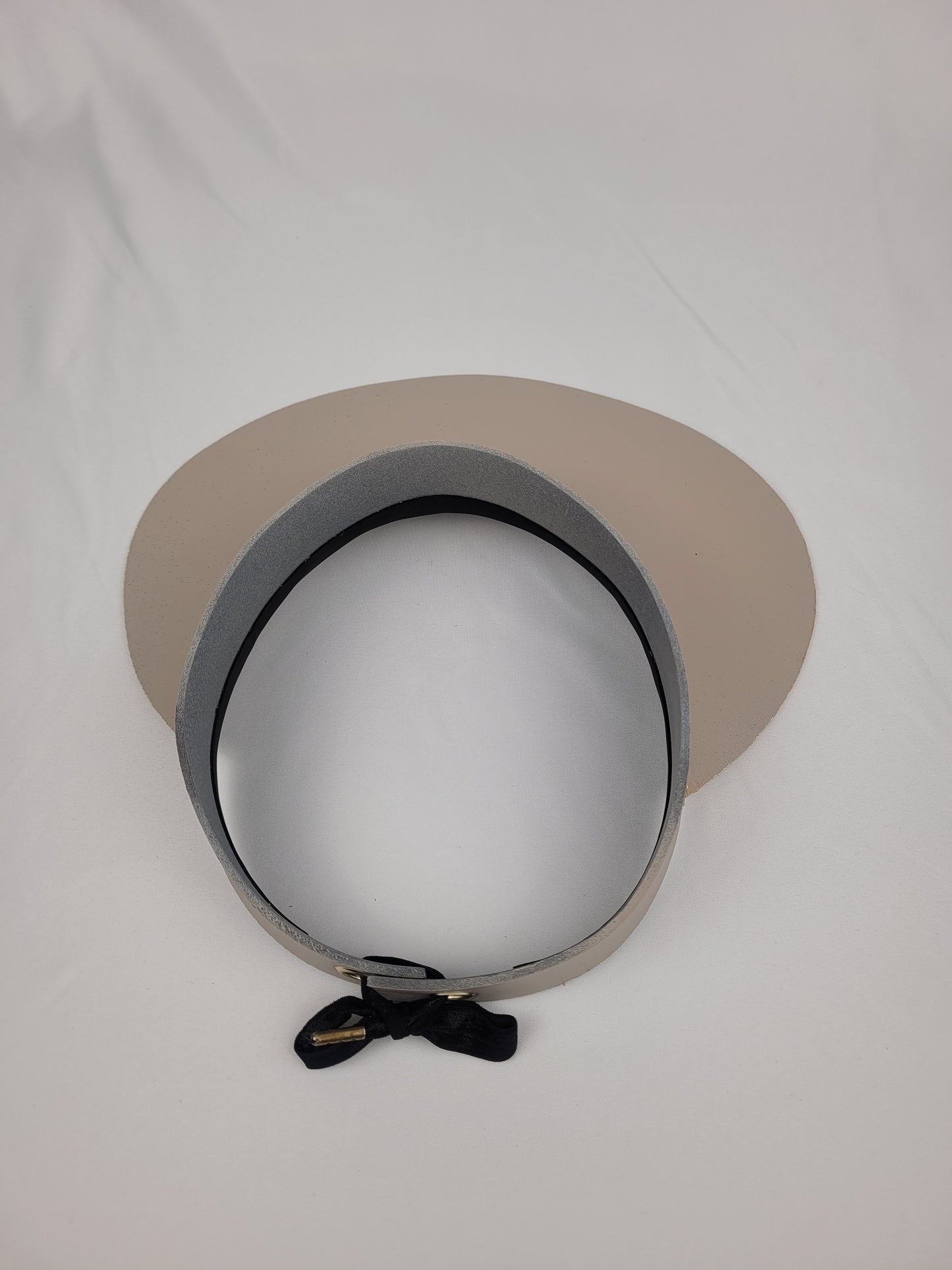 Taupe Visor Hat - Navy and Gold Band