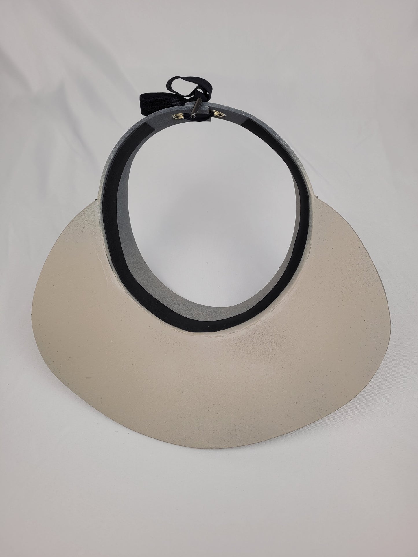 Taupe "LadyEVA" Visor Hat with Black Floral Band and Handpainted Floral Motif