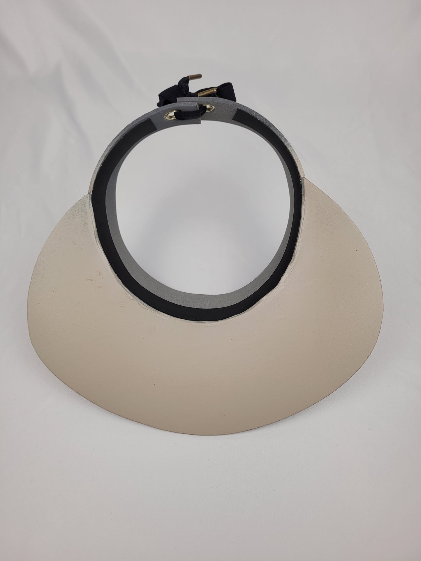 Taupe "LadyEVA" Visor Hat with Golden Floral Band