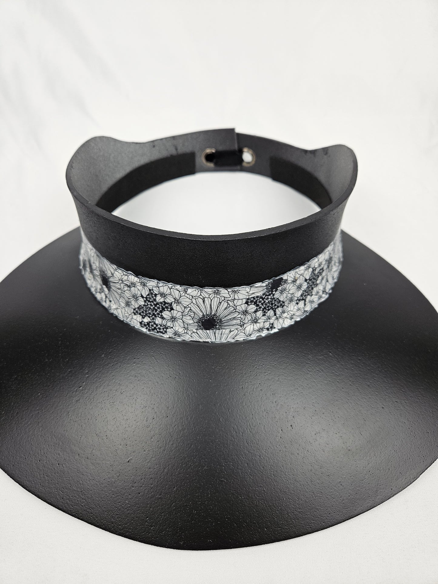 Black Visor Hat - Floral Band