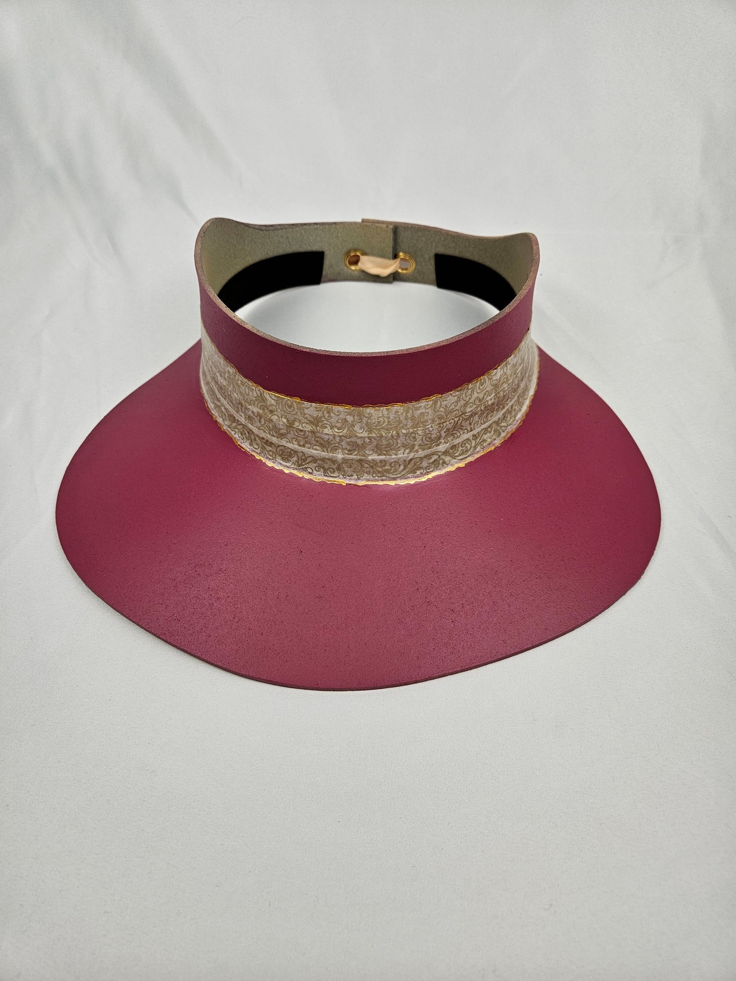 Tall Pink Visor Hat - Golden Band