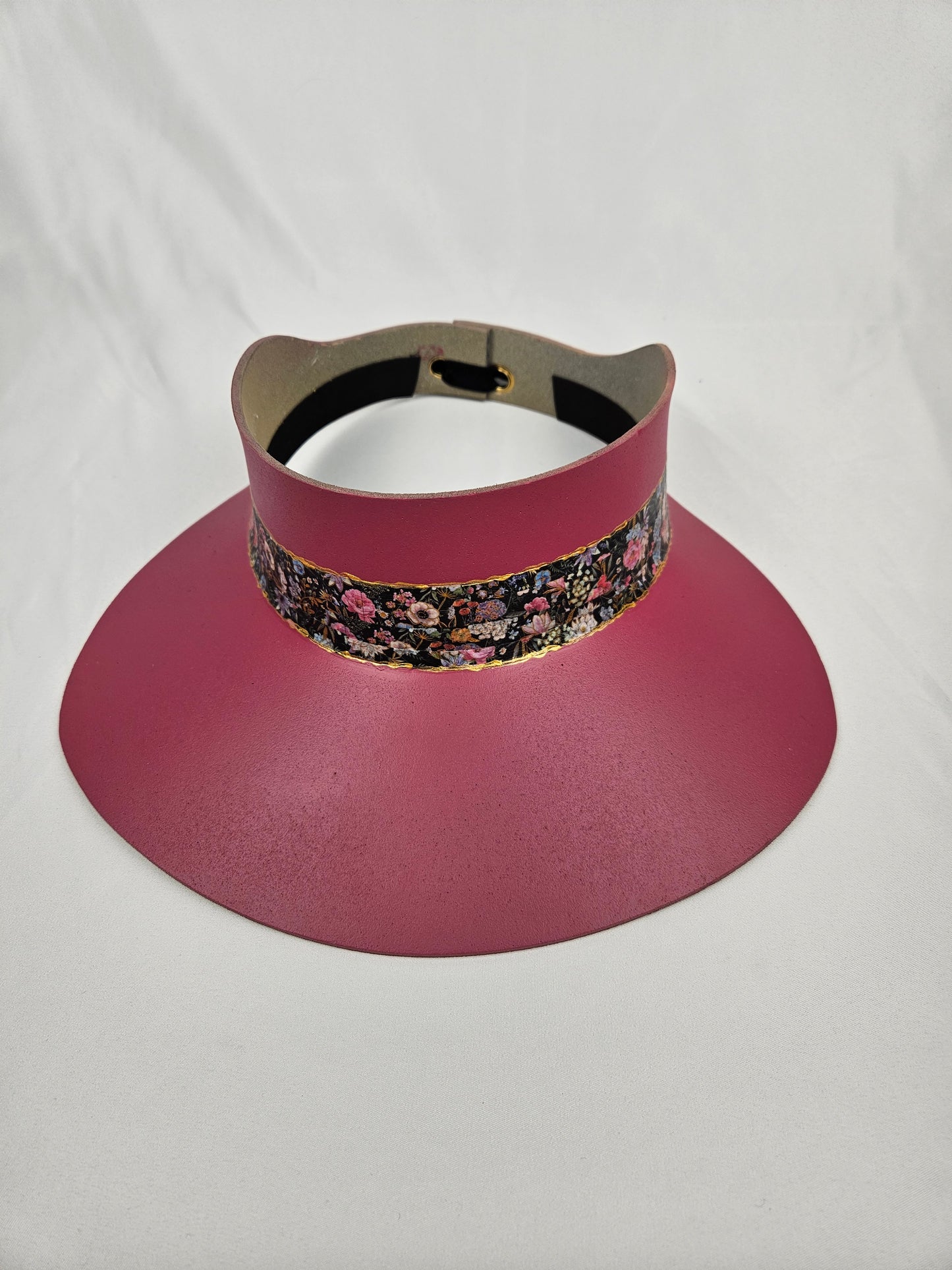 Pink Visor Hat - Dark Floral Band