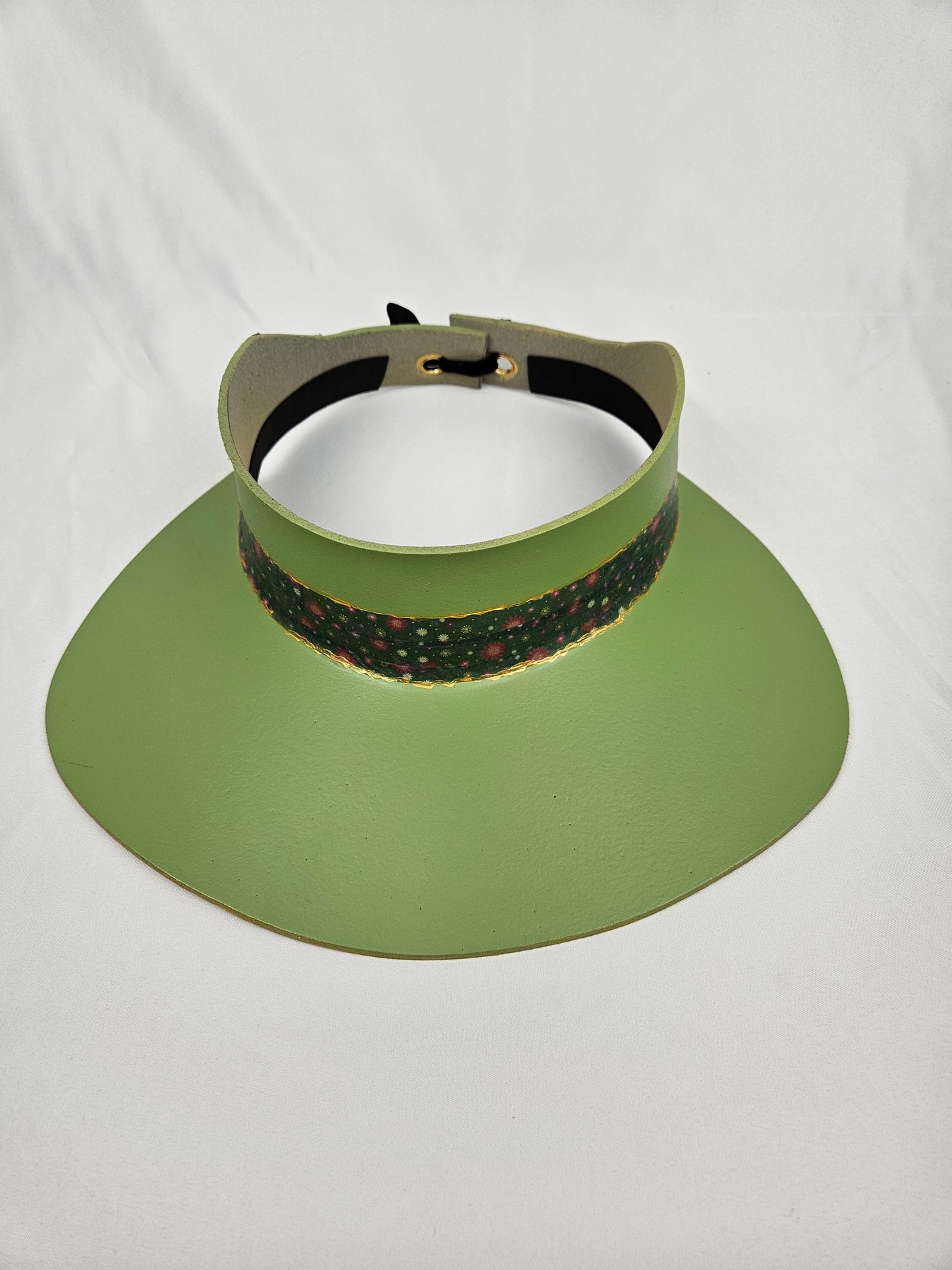 Green Visor Hat - Green Floral Band
