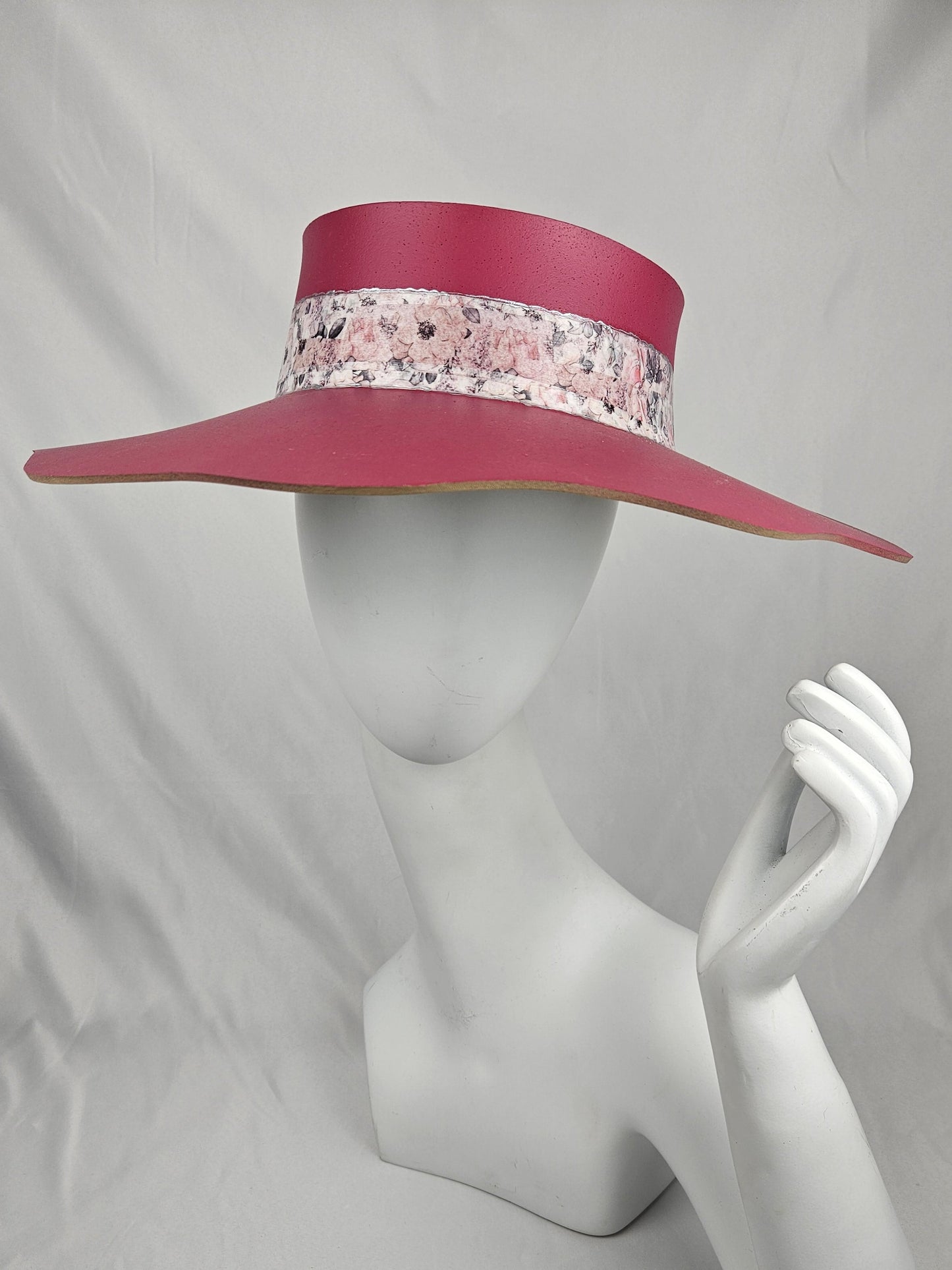 Pink Lotus Visor Hat with Floral Band