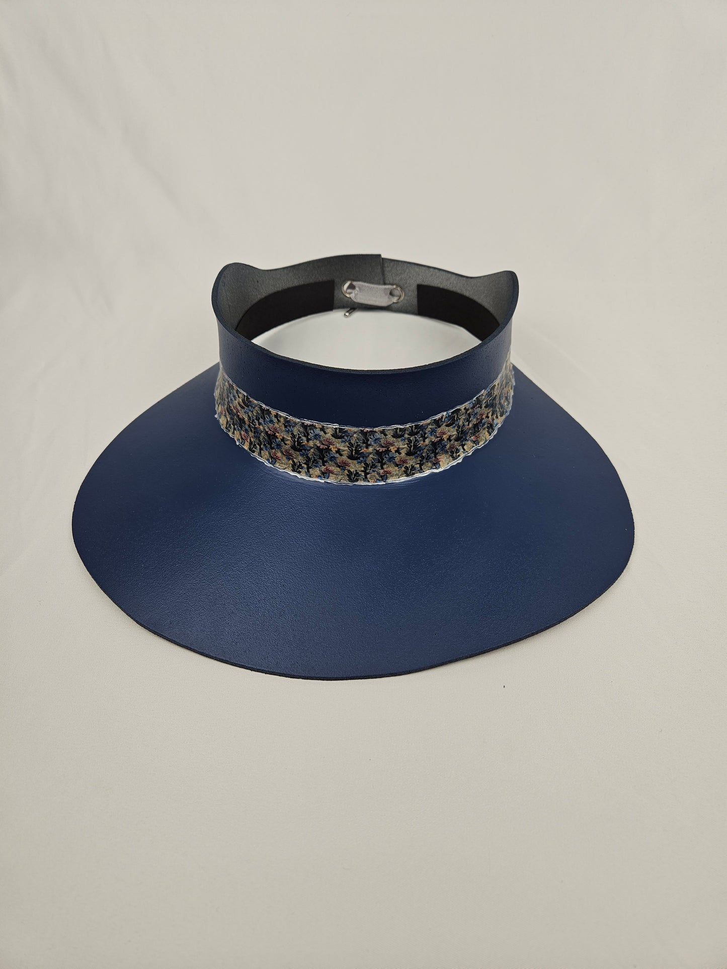 Navy Blue "LadyEVA" Visor Hat with Dark Floral Band