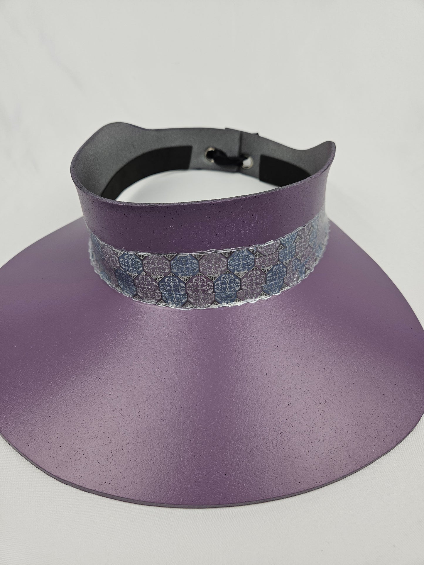 Purple Visor Hat - Silver Geometric Band