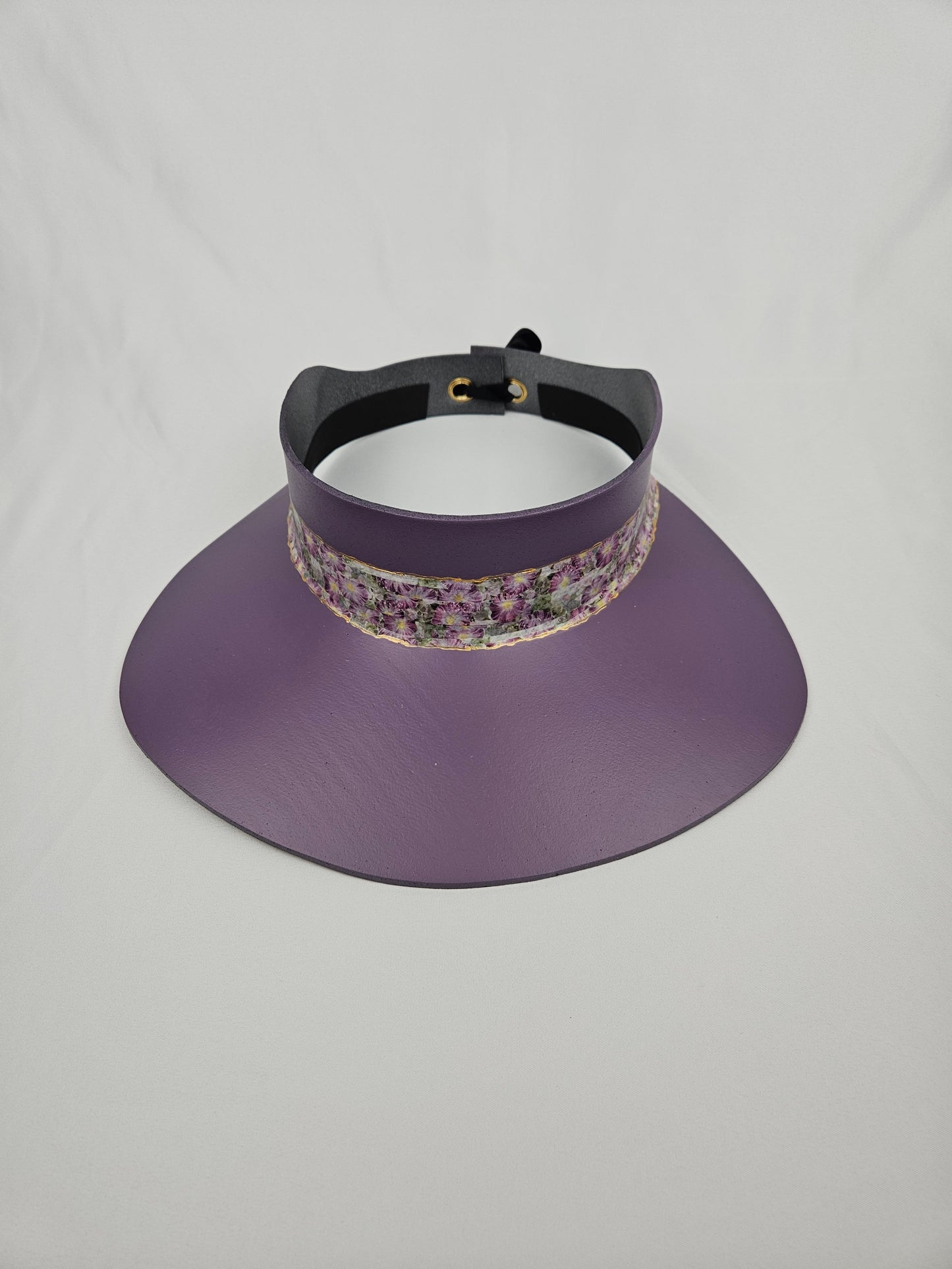 Purple LadyEVA Visor Hat with Floral Band