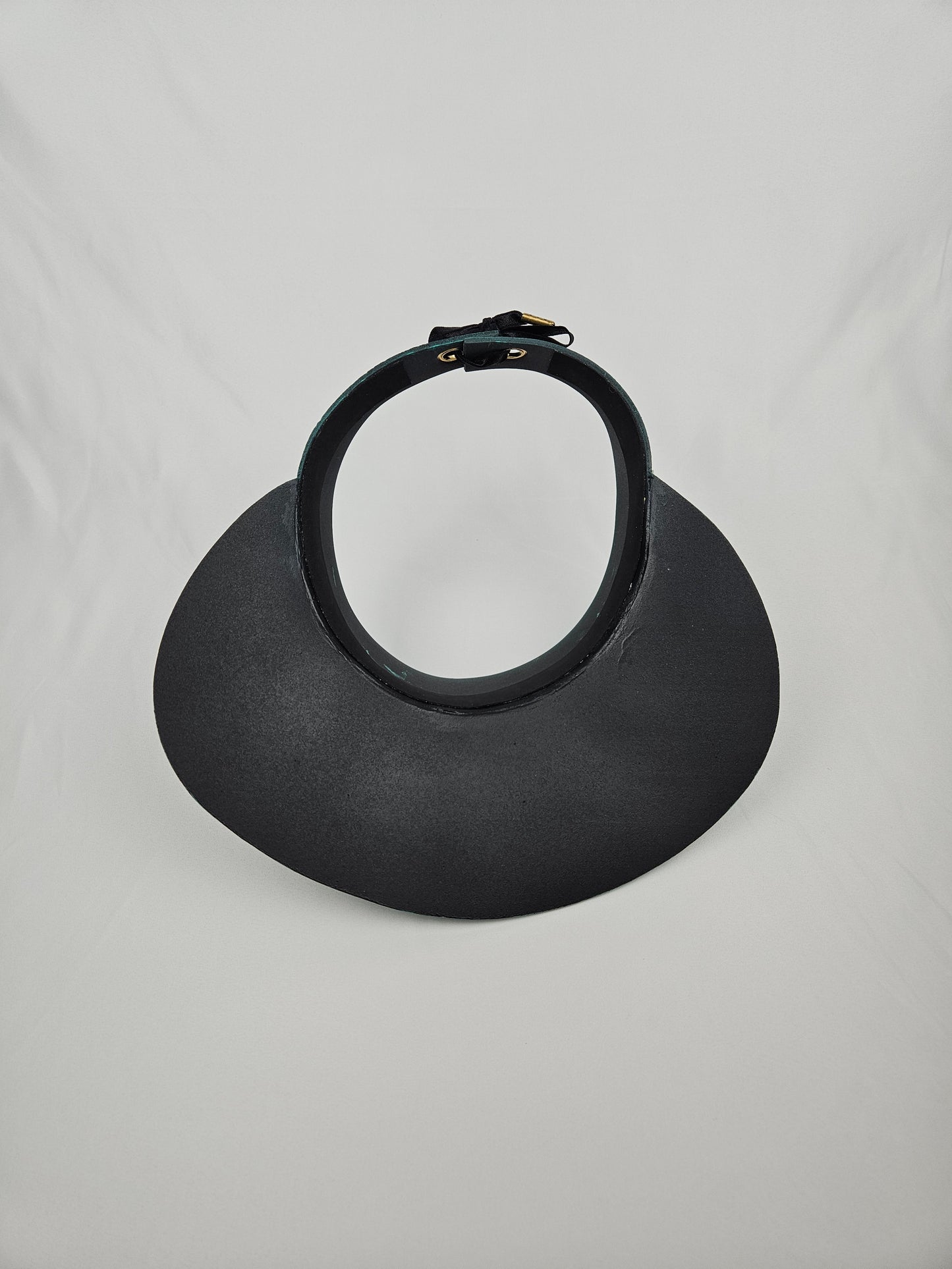 Tall Emerald Green Visor Hat - Golden Floral Band