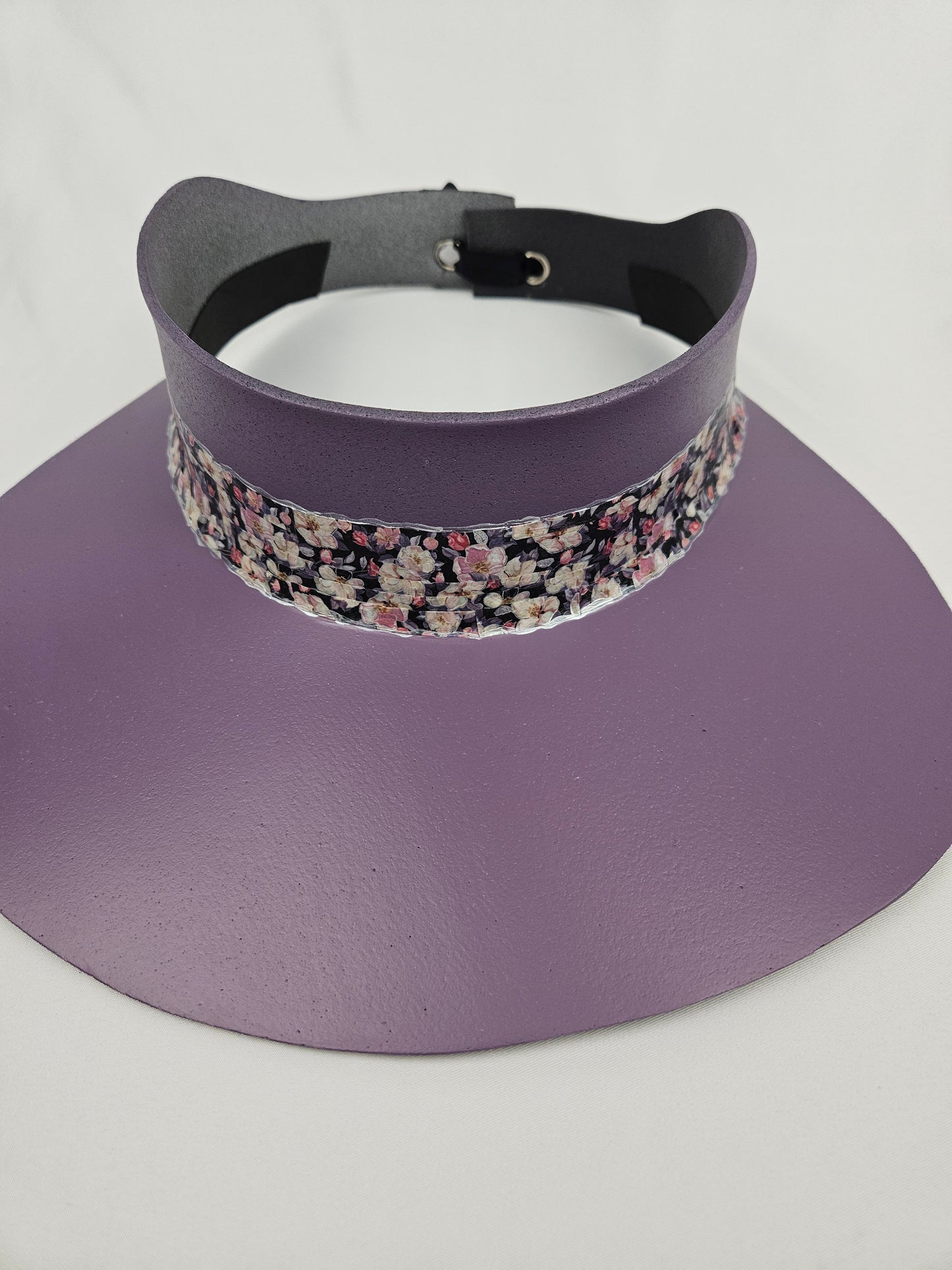 Purple Visor Hat - Dark Floral Band