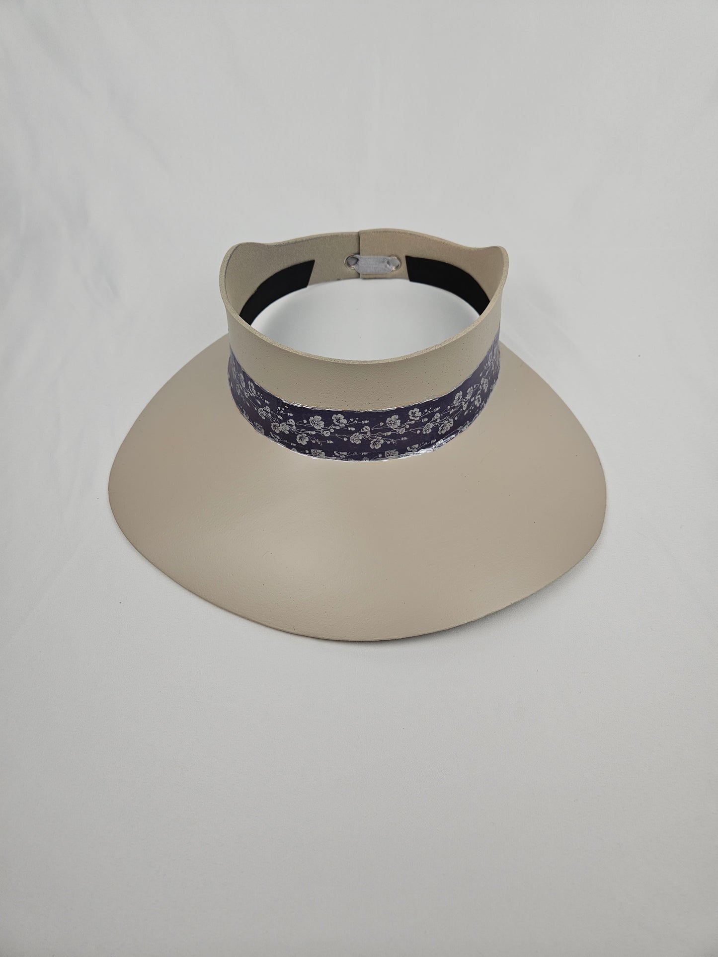 Taupe Visor Hat - Purple/Blue/Silver Floral Band