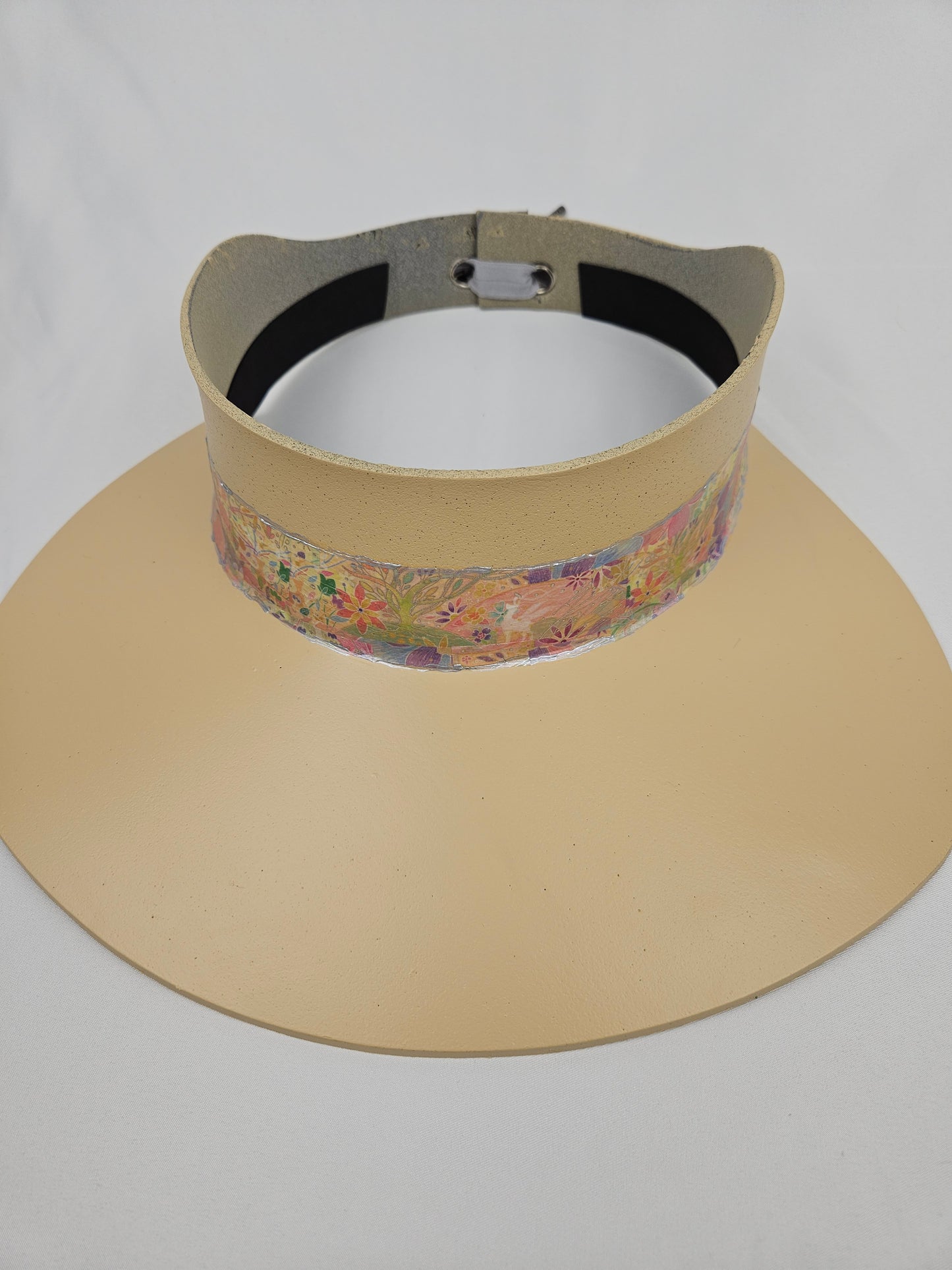 Beige Visor Hat - Multicolor Pastel Floral Band
