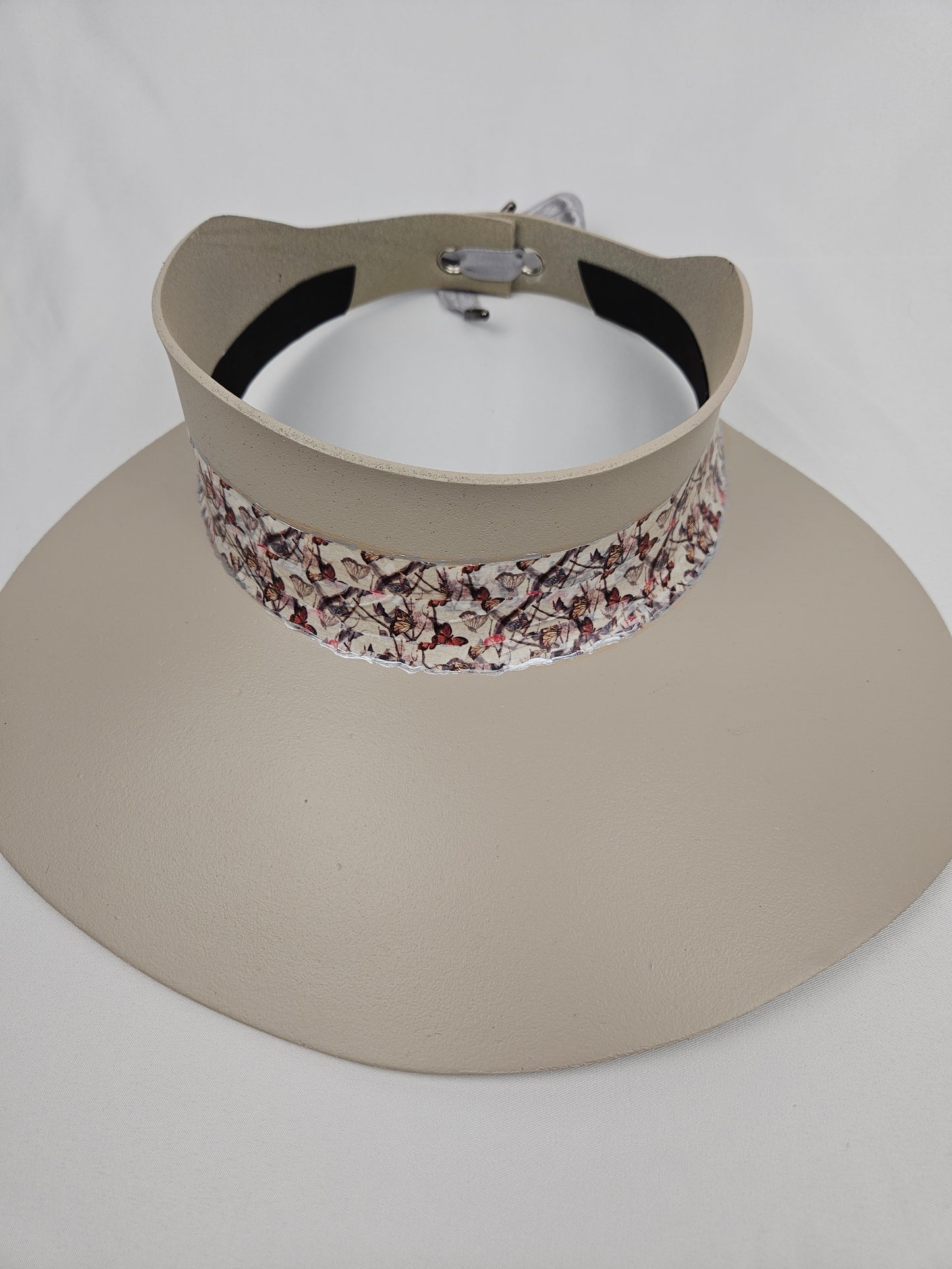 Taupe Visor Hat - Butterfly Band in Soft Colors