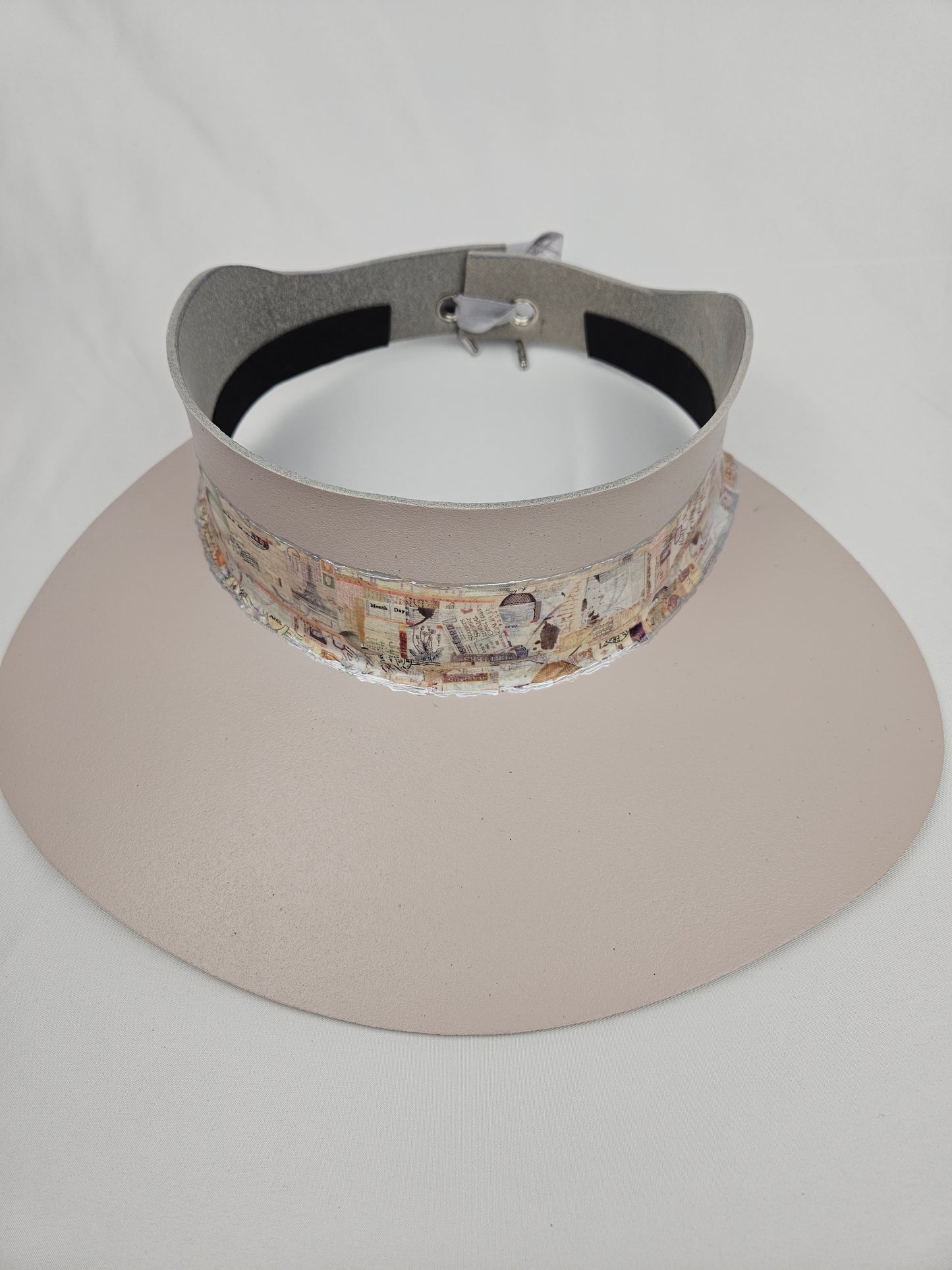 Taupe Visor Hat - Collage Style Band