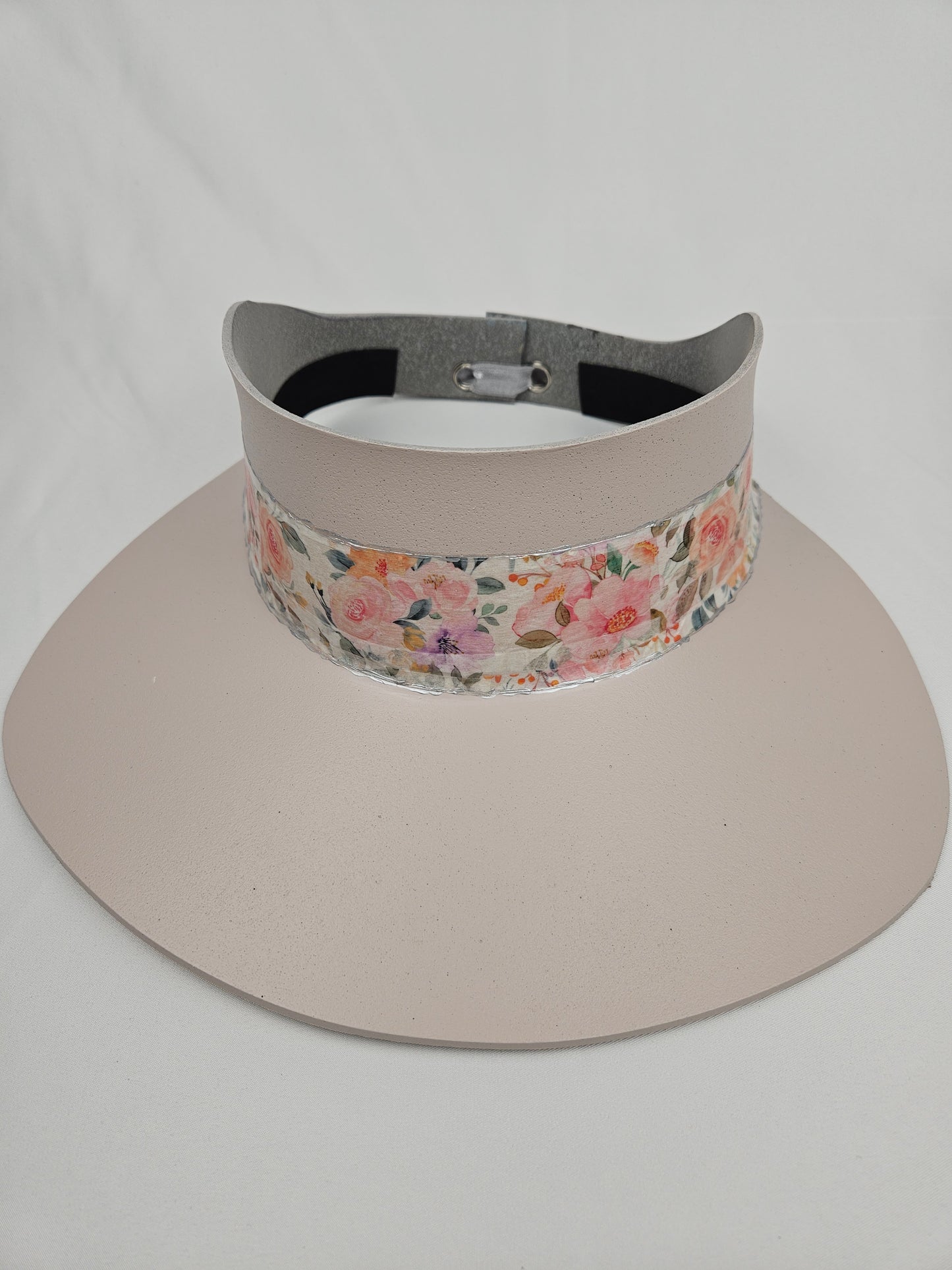 Tall Light Pink Visor Hat - Bold Floral Band