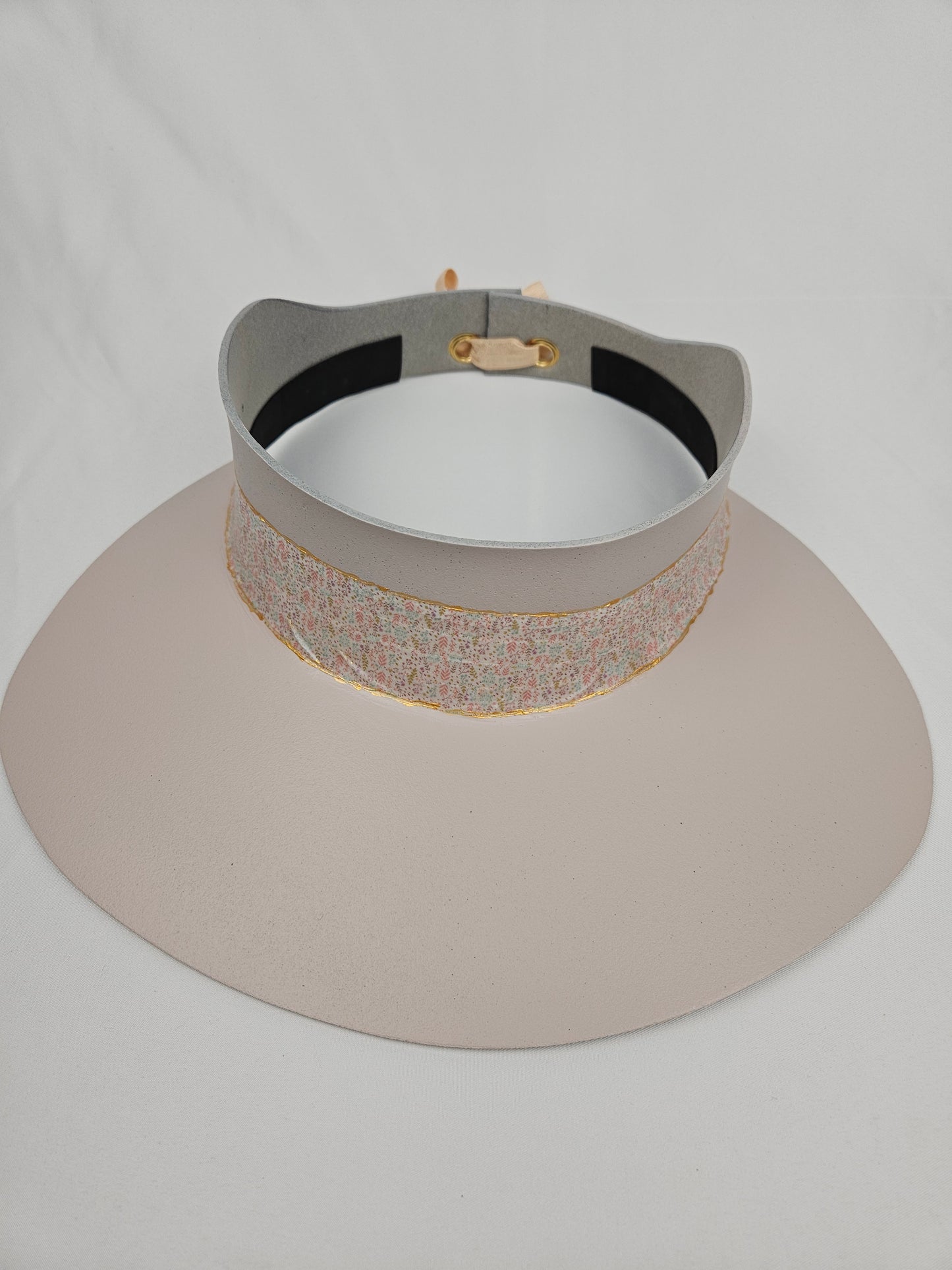 Light Pink Visor Hat - Delicate Crinkled Floral Band