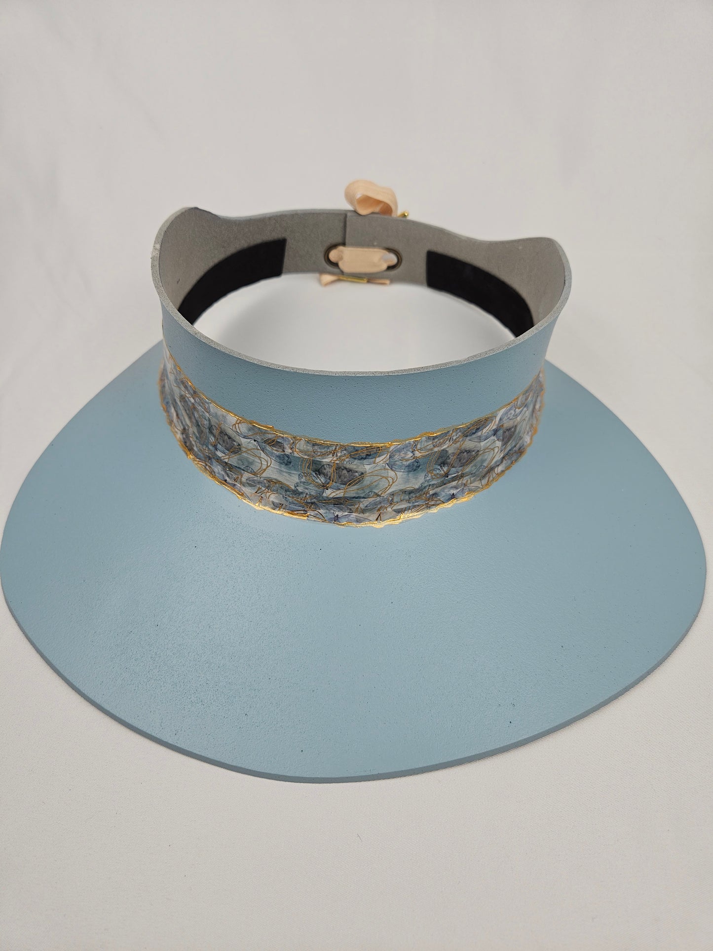 Light Blue "LadyEVA" Visor Hat with Elegant Golden Band