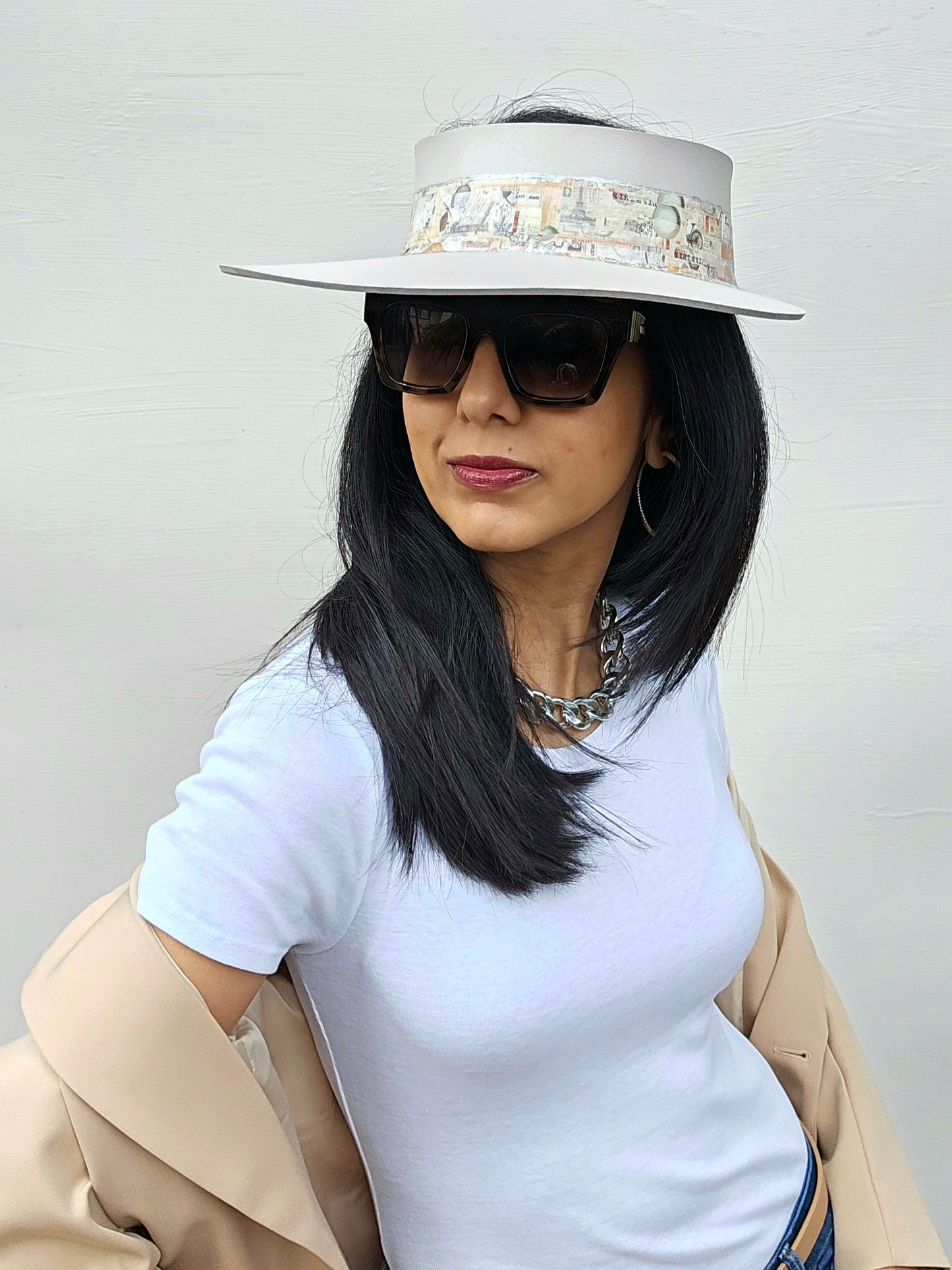 Light Pink "LadyEVA" Visor Hat with Collage Band
