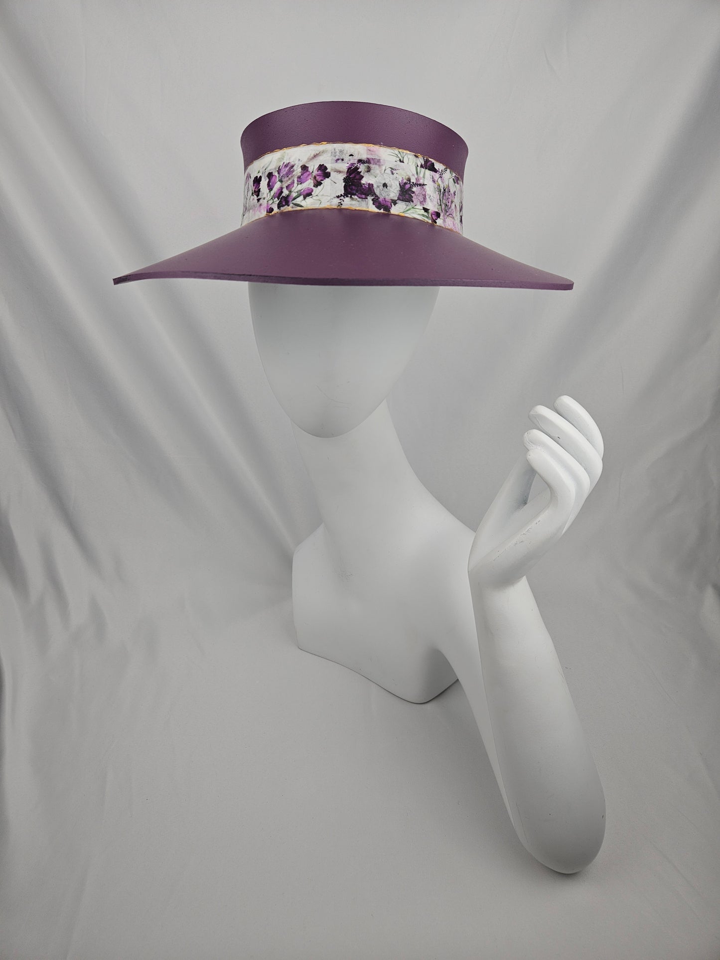 Purple LadyEVA Visor Hat with Bold Purple Floral Band