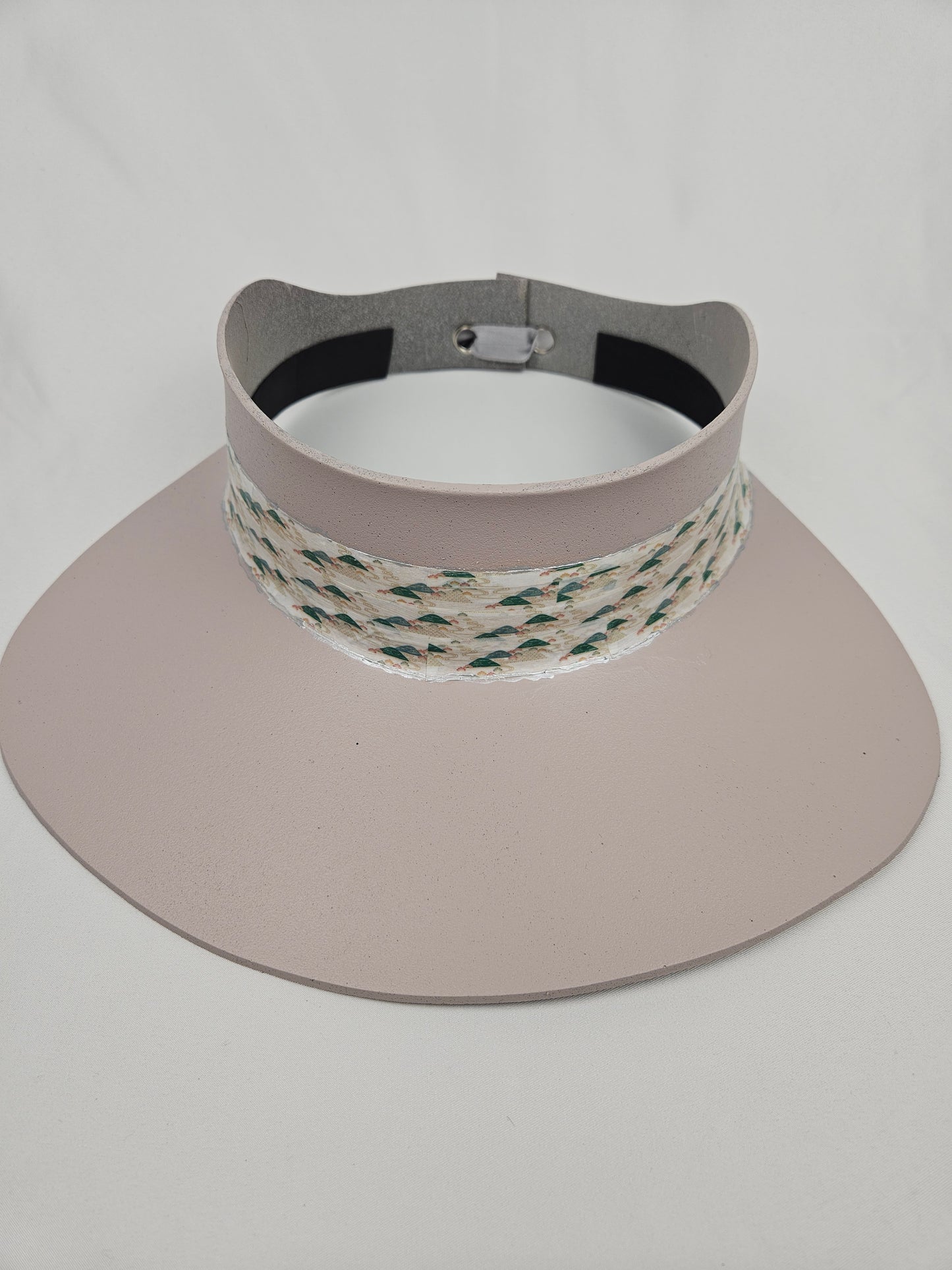 Light Pink Visor Hat - Green Printed Band