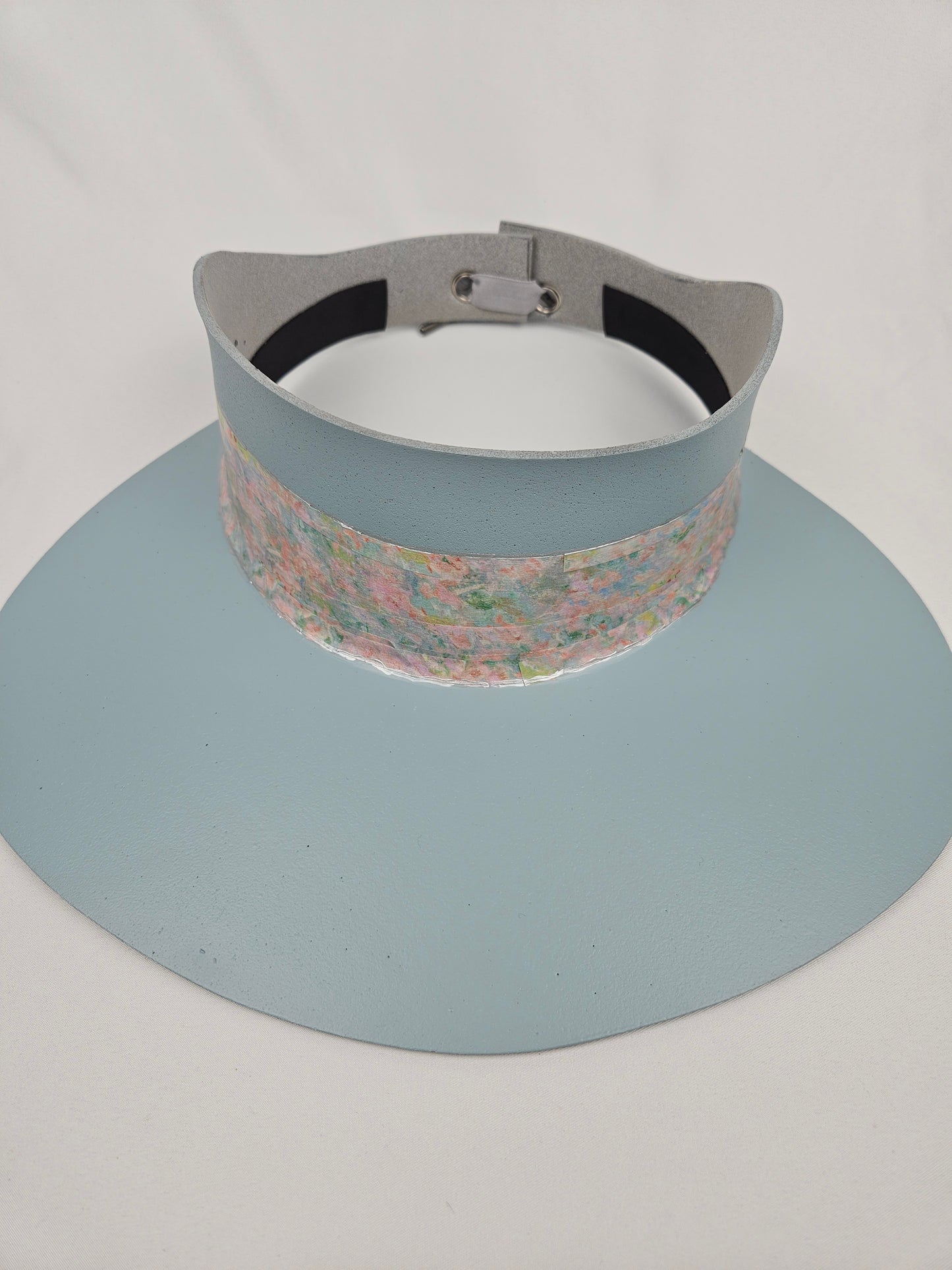 Tall Light Blue Visor Hat - Pastel Floral Band