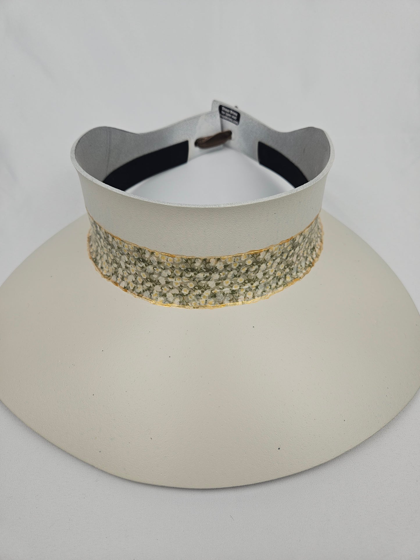 Off-White "LadyEVA" Visor Hat with Delicate Green Floral Band