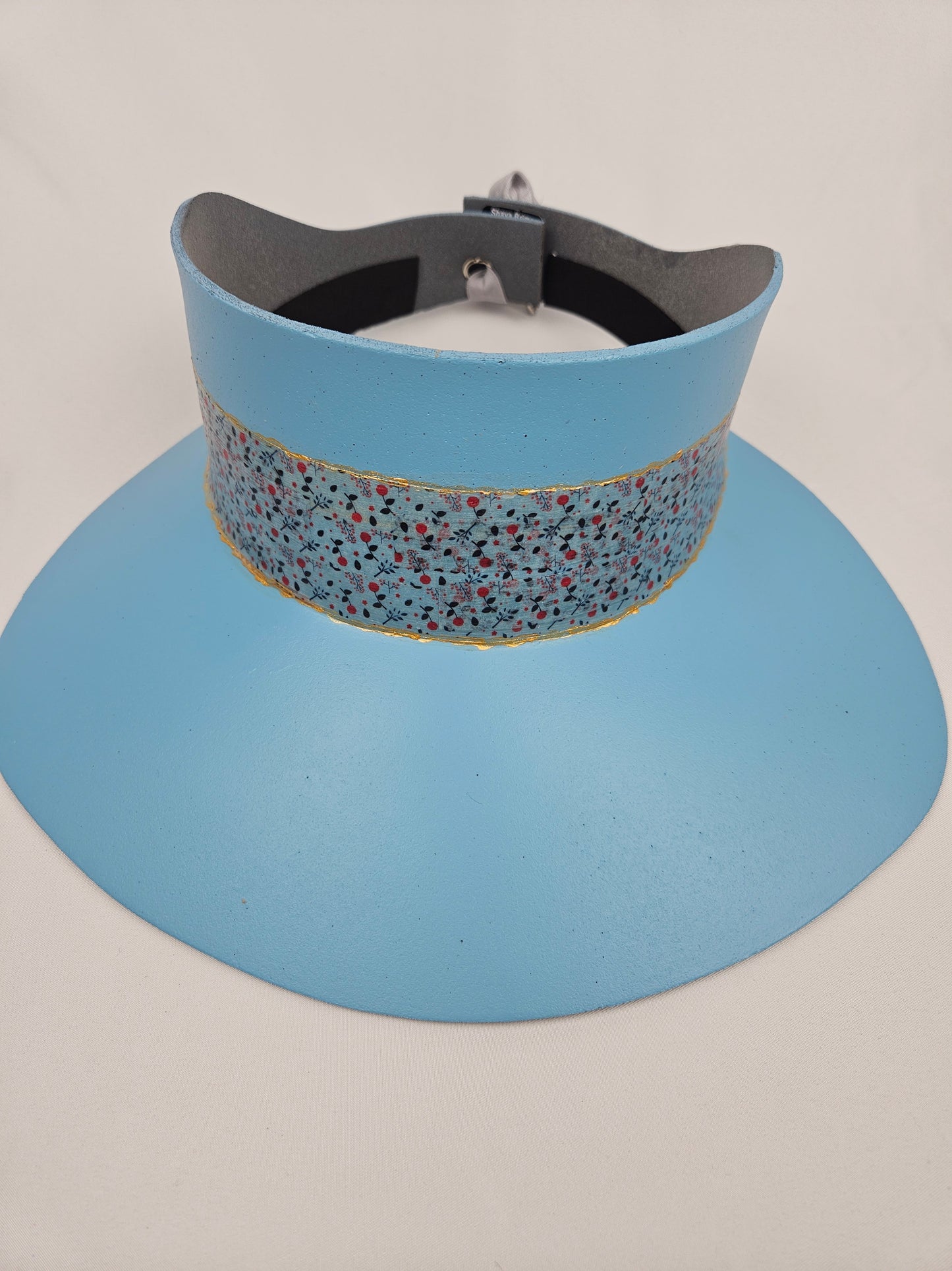 Tall Sky Blue Visor Hat - Delicate Floral Band