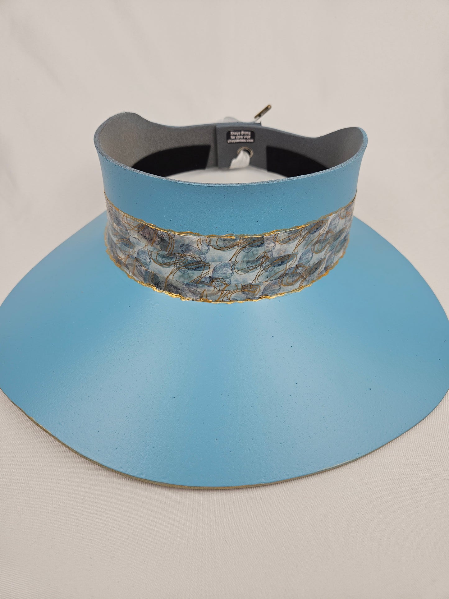 Tall Sky Blue Visor Hat - Abstract Butterfly Band