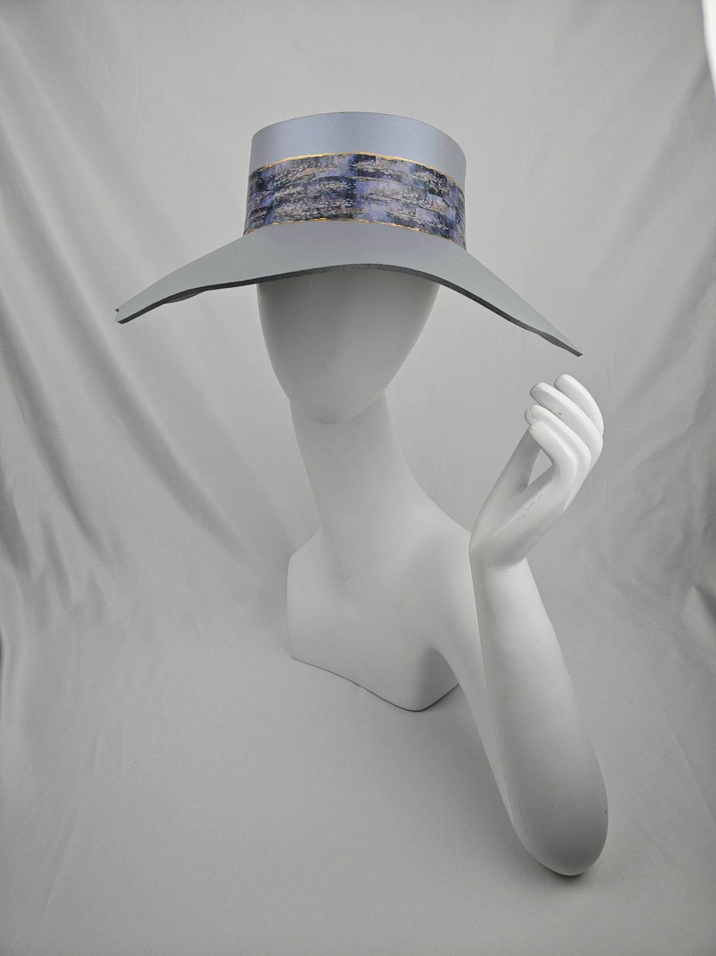 Lavender Tinted Silver Lotus Visor Hat with Monet Style Band
