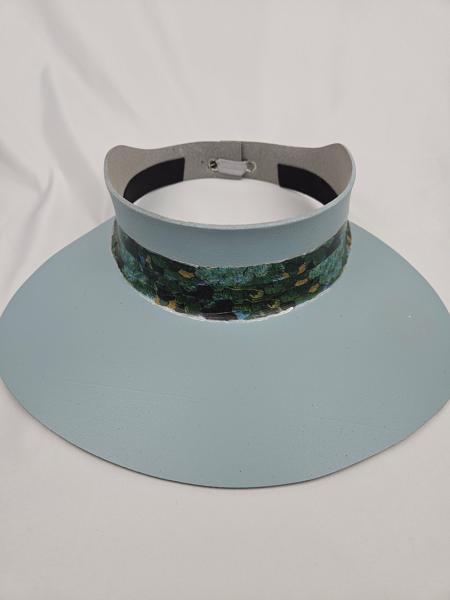Light Blue Visor Hat - Green and Blue Monet Style Band