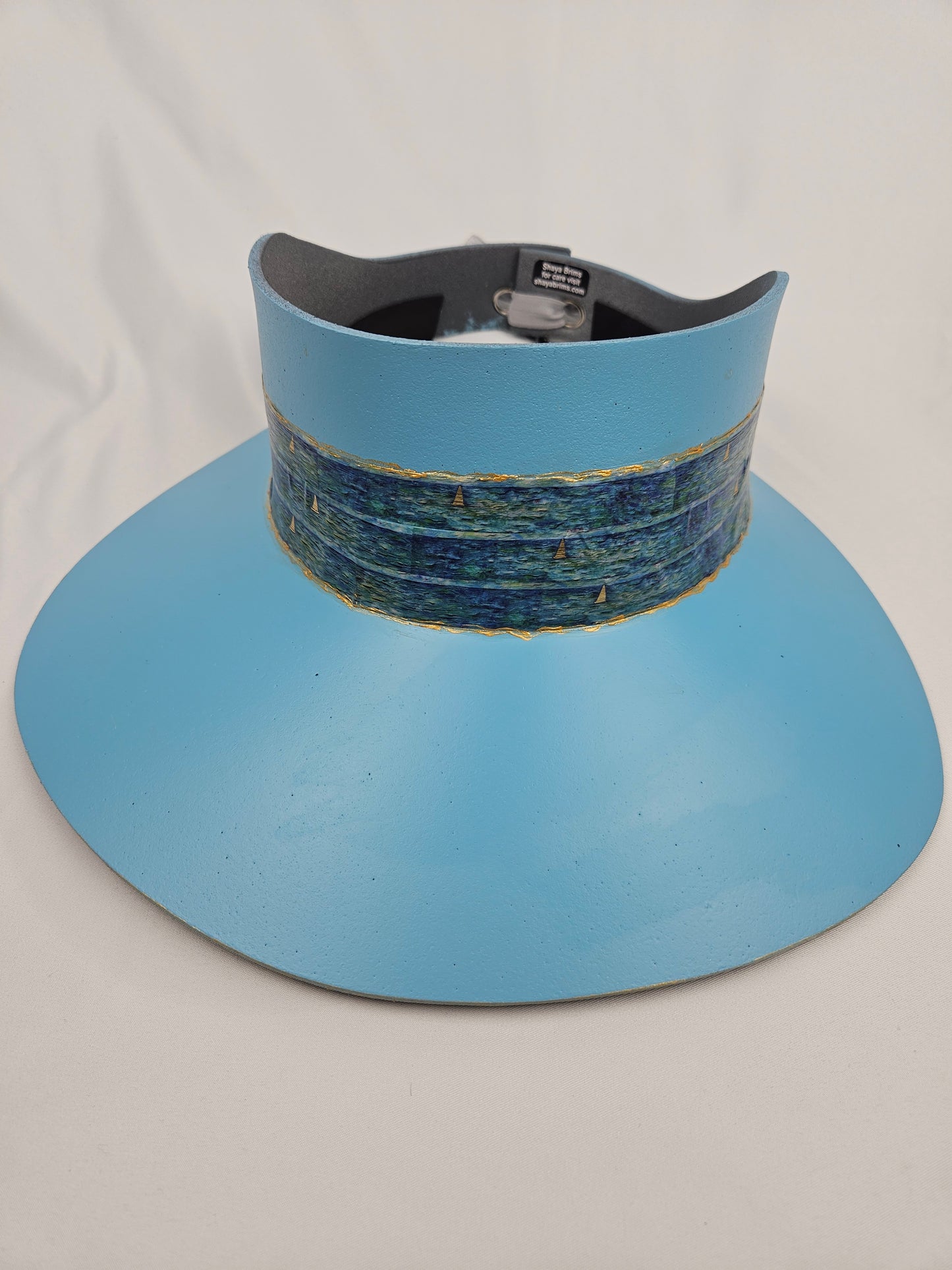Tall Sky Blue Visor Hat - Green Monet Style Band