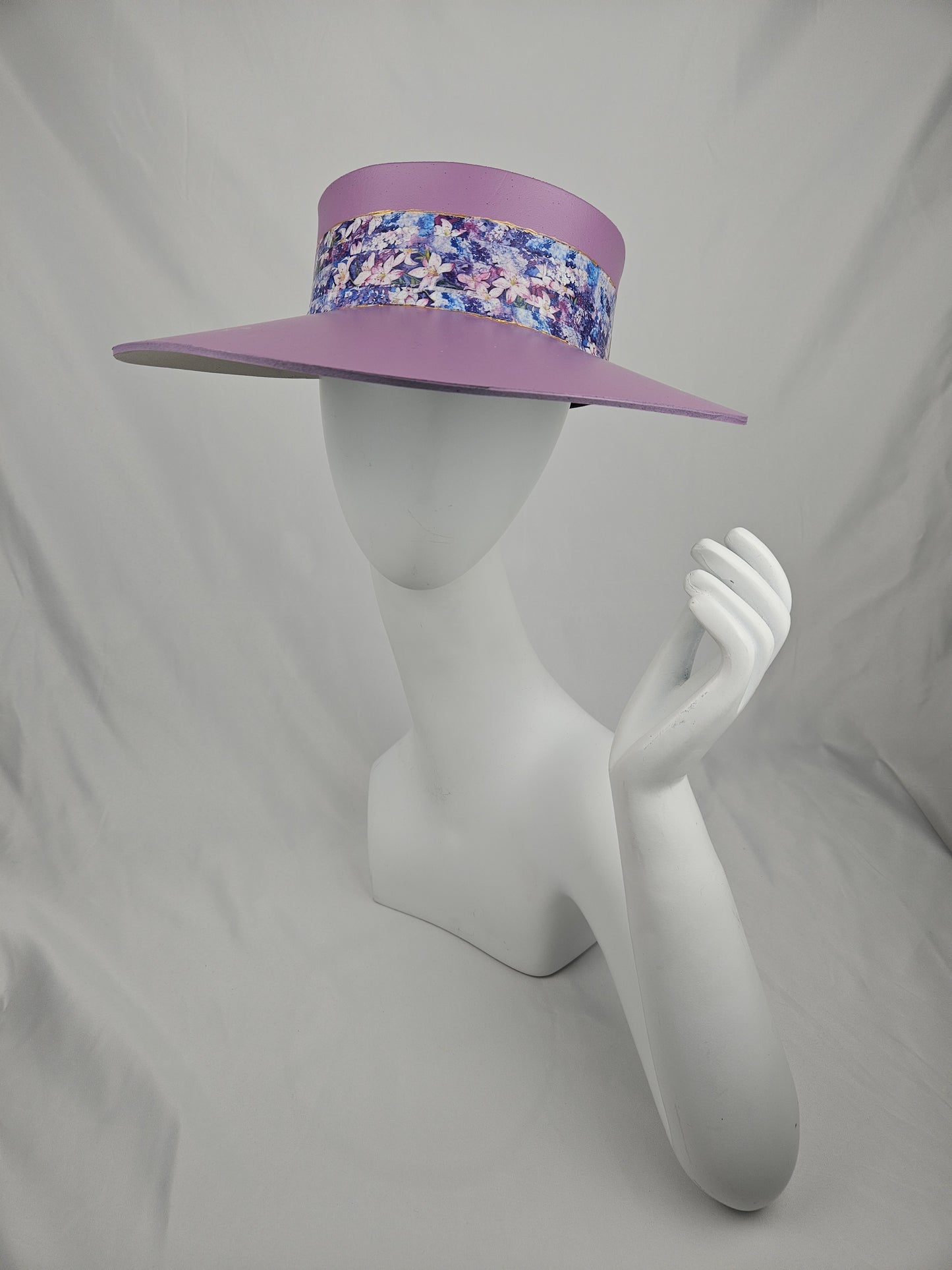 Tall Purple LadyEVA Visor Hat with Bright Floral Band