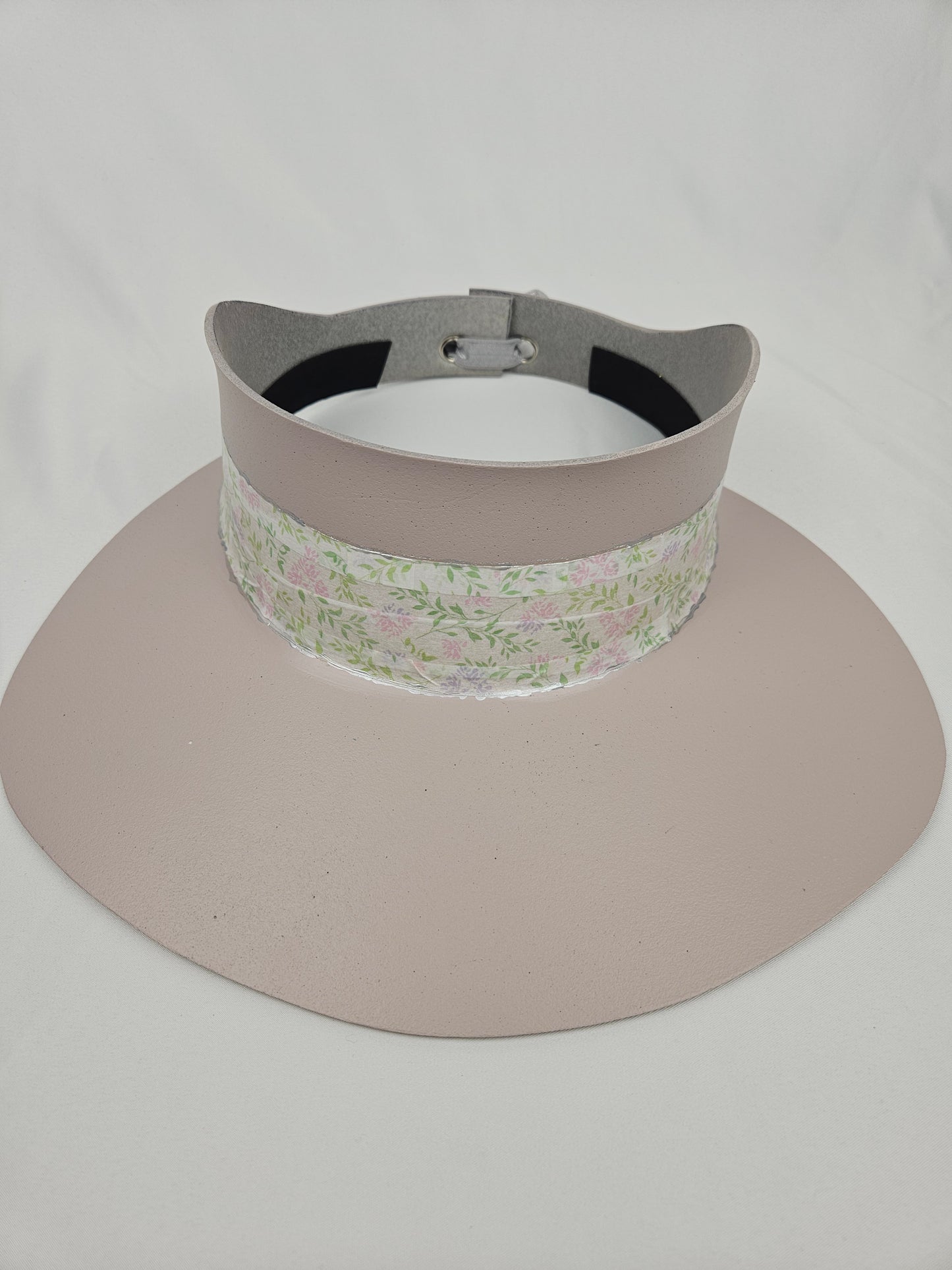 Tall Light Pink Visor Hat - Pastel Floral Band