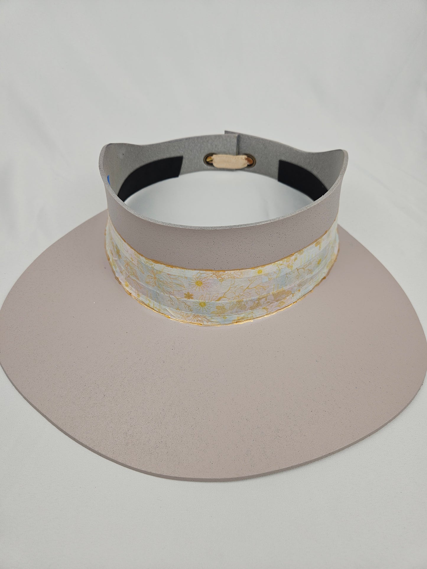 Tall Light Pink "LadyEVA" Visor Hat with Soft Pink Floral Band