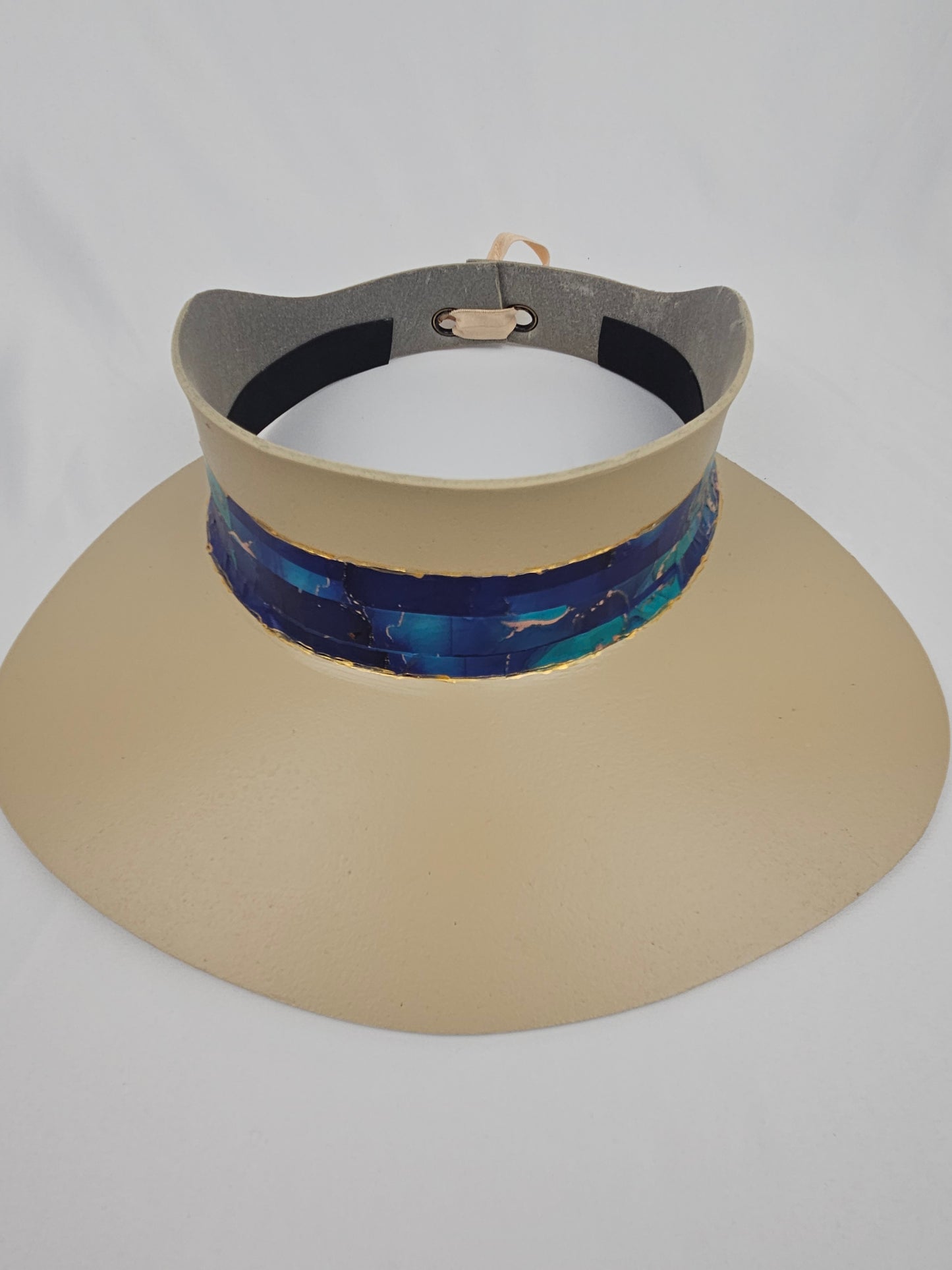 Beige Visor Hat - Blue Band