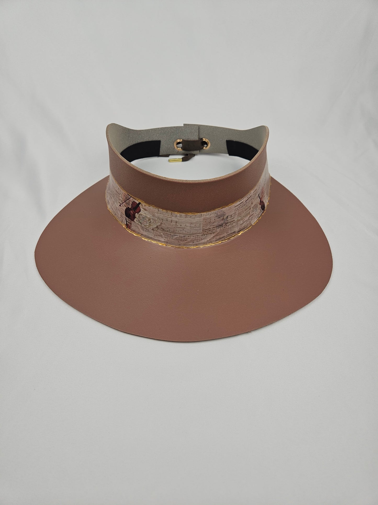 Tall Mauve Brown Visor Hat - Violin and Music Themed Band