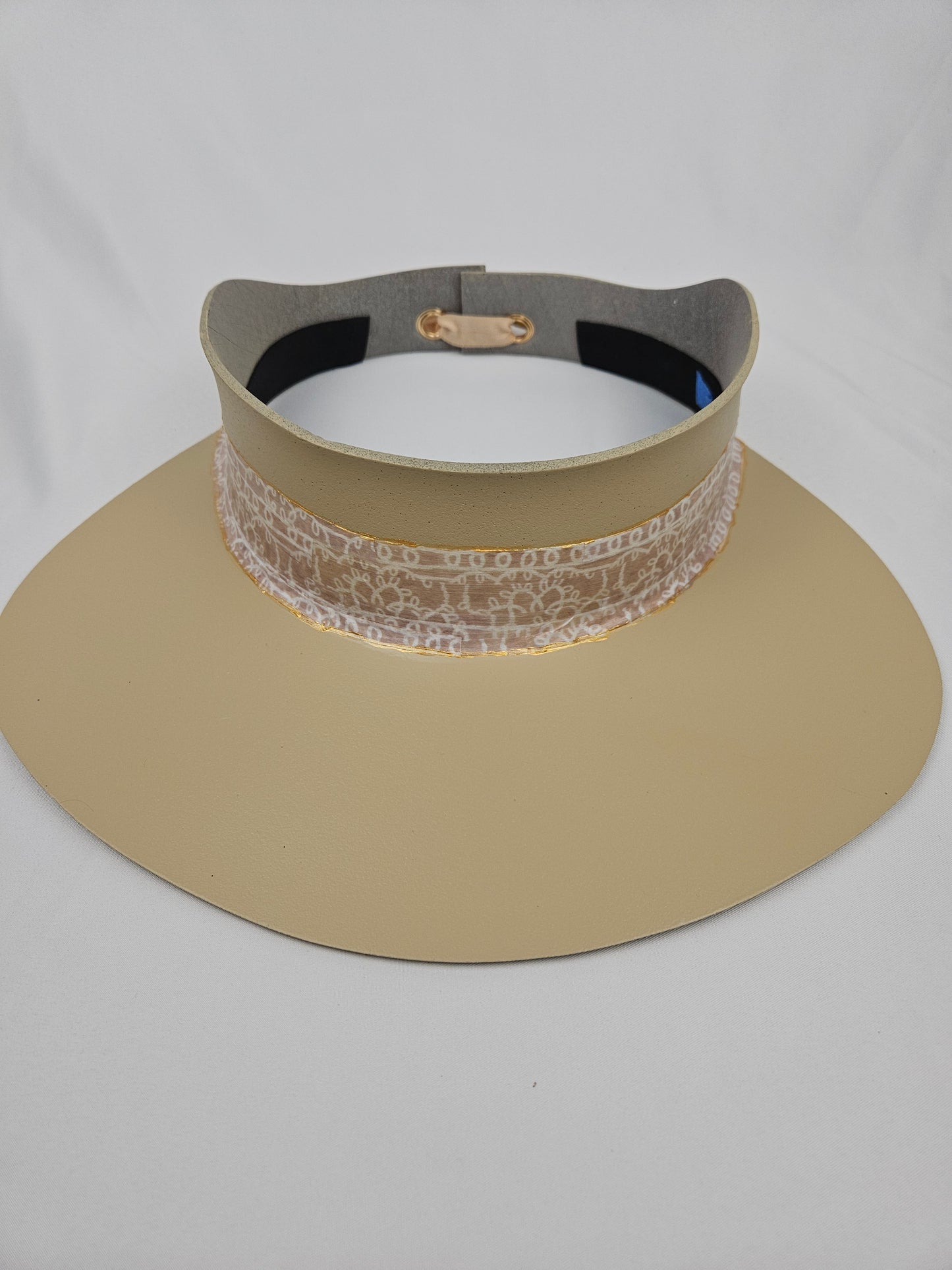 Beige Visor Hat - Graphic Line Band