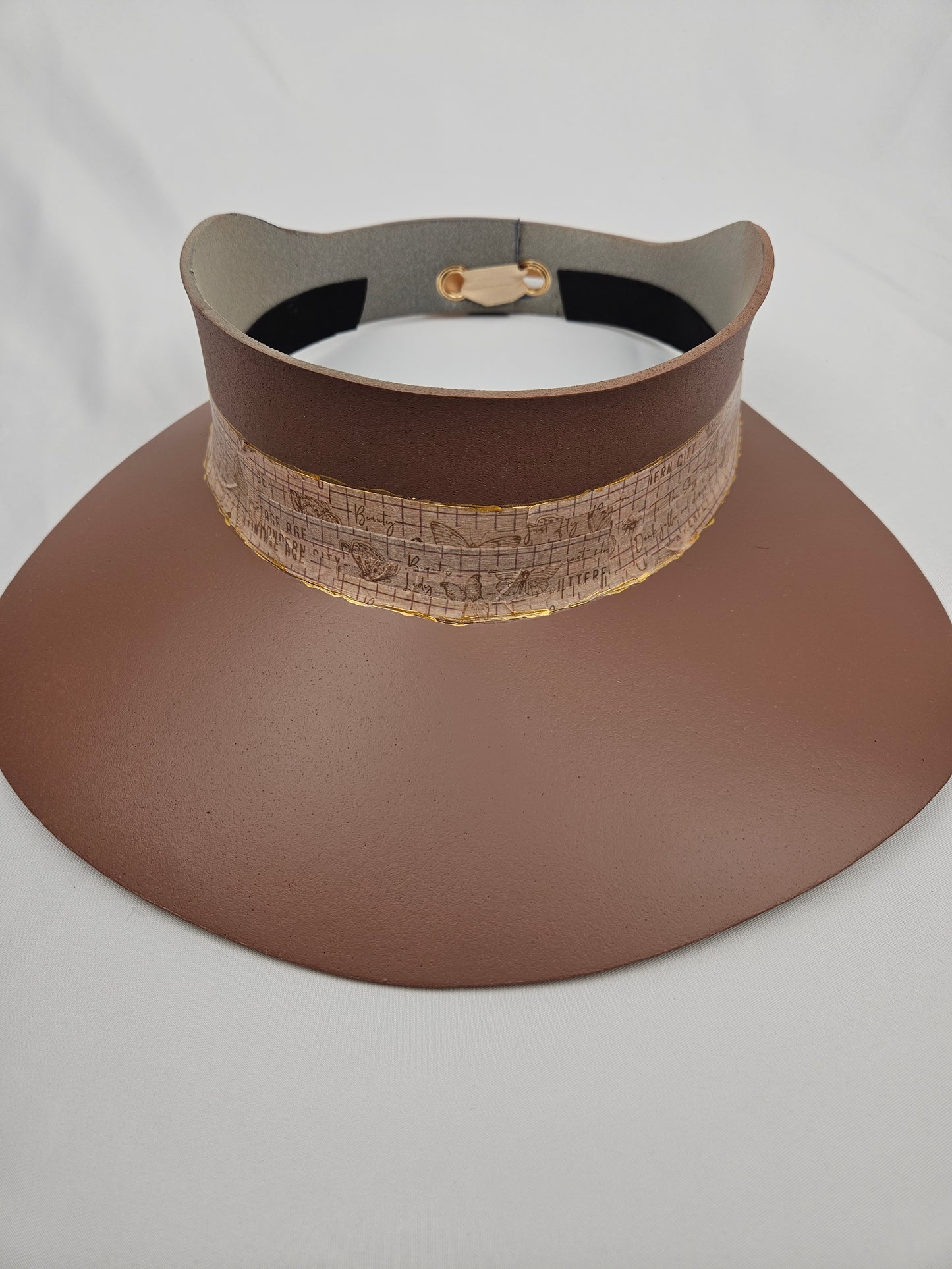 Mauve Brown Visor Hat - Butterfly and Grid Style Band