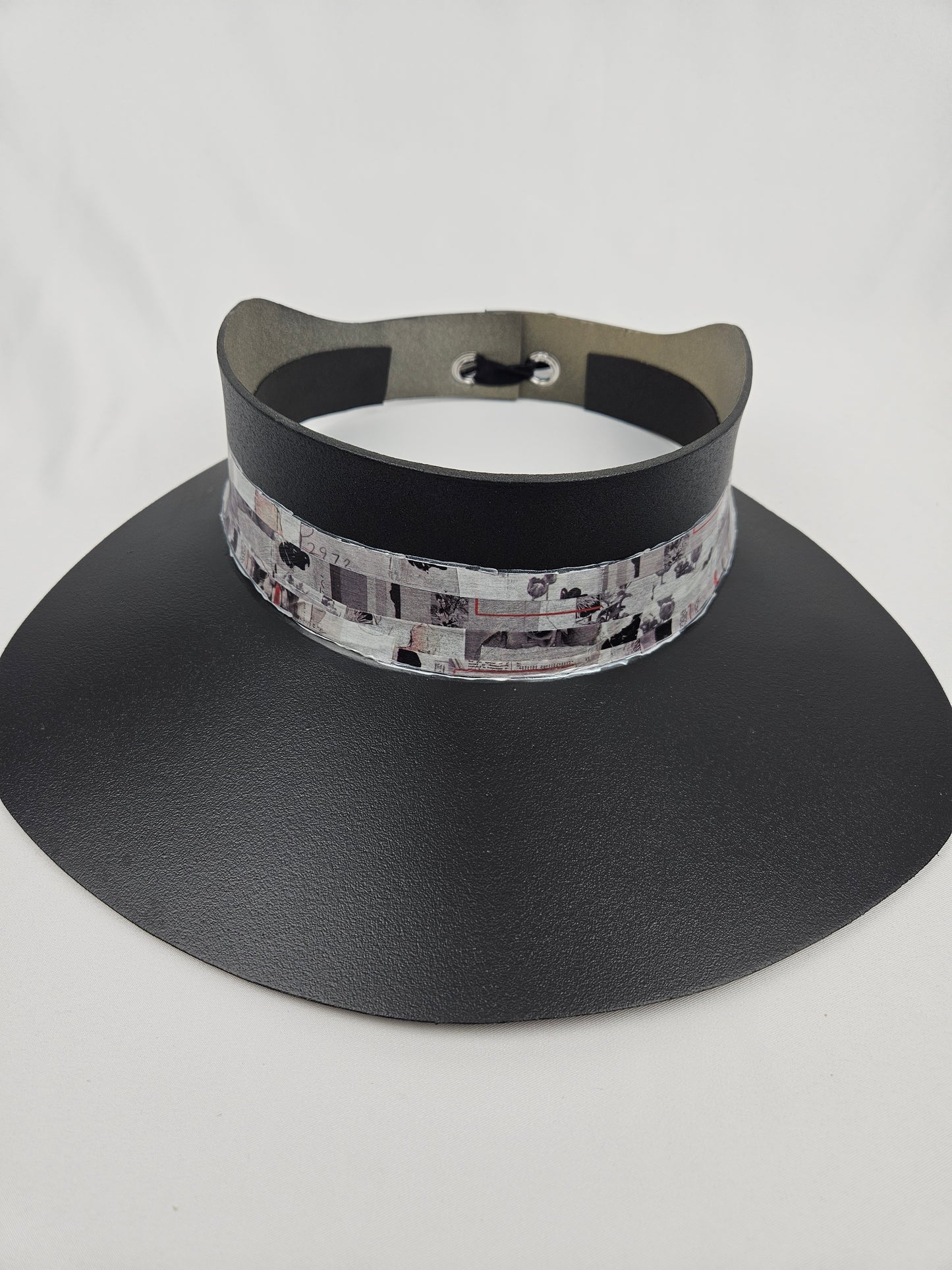 Black Visor Hat - Vintage Style Band (small red detail)