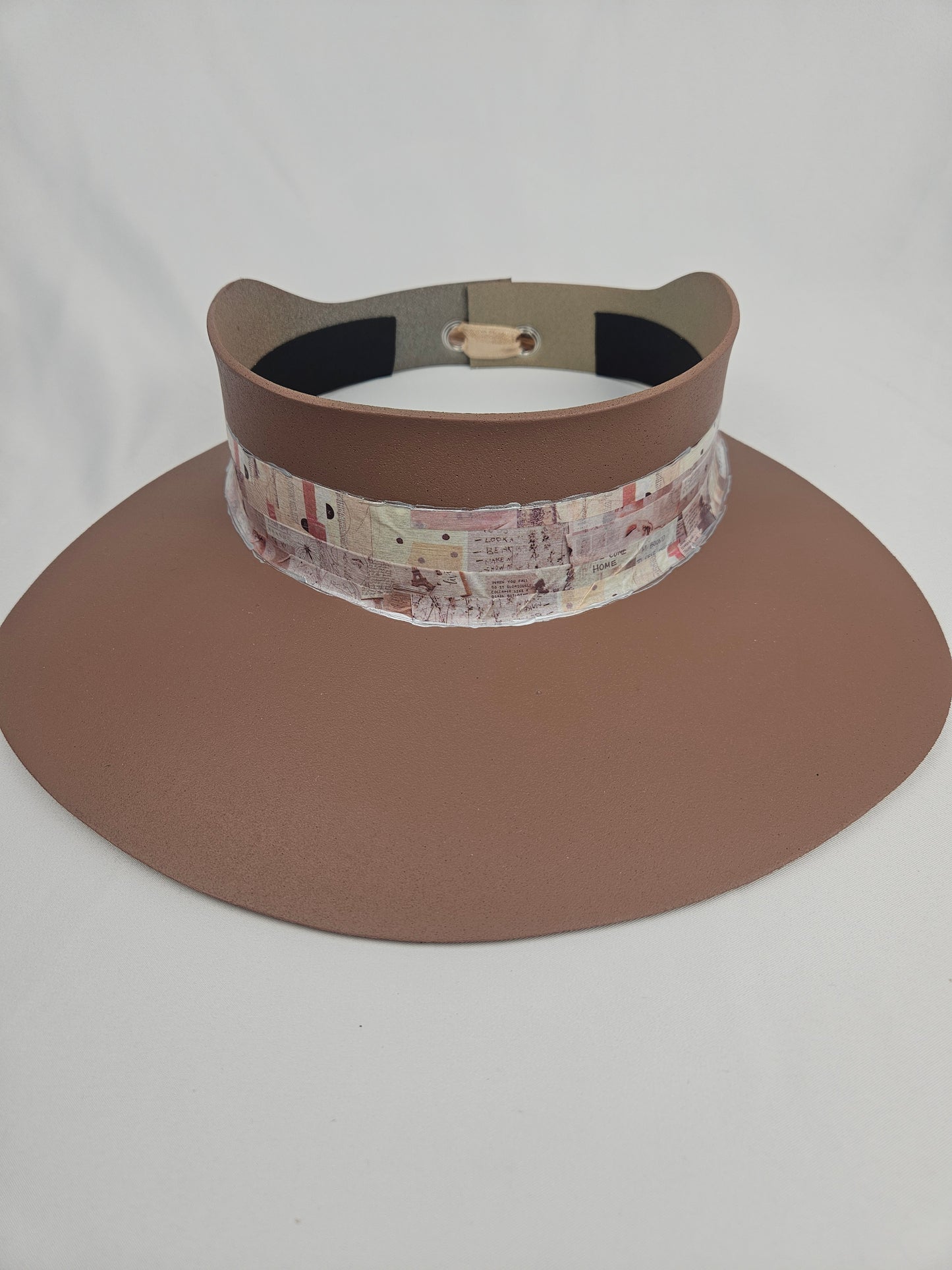 Mauve Brown Visor Hat - Vintage Style Collage Band