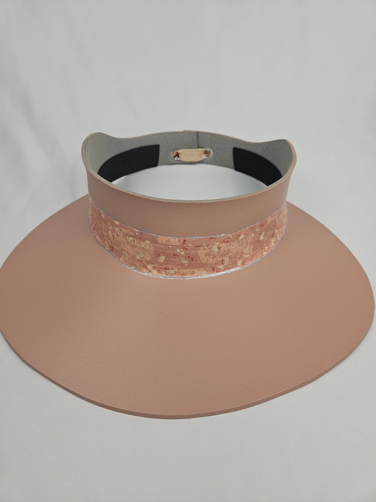 Peach Pink Visor Hat - Floral Band