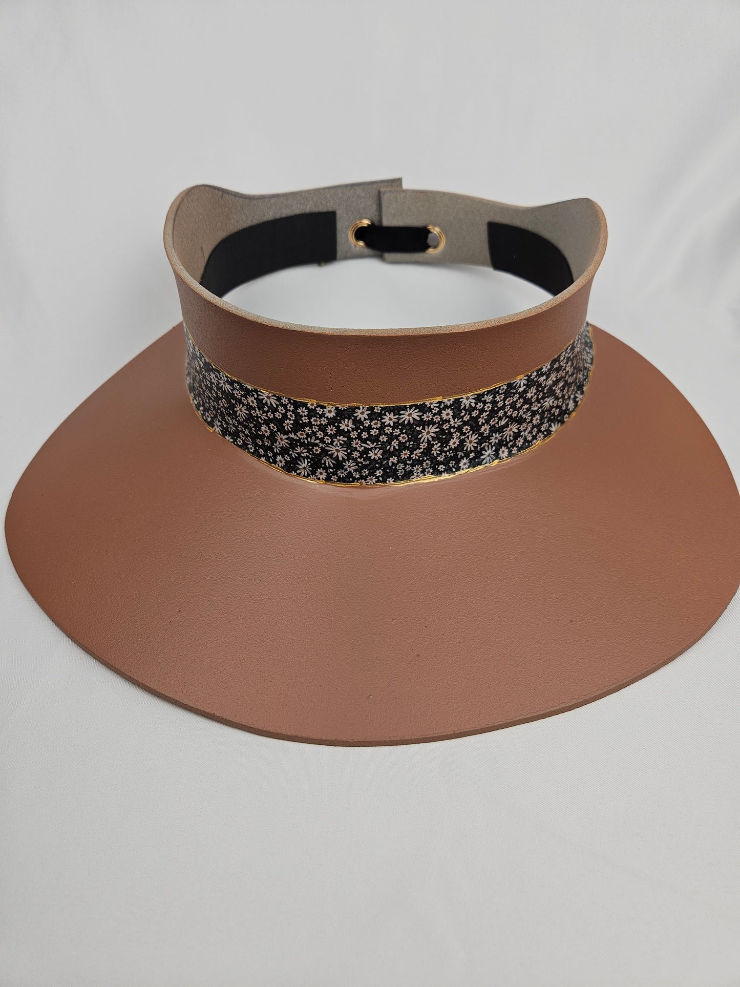 Mocha Brown "LadyEVA" Visor Hat with Black Floral Band