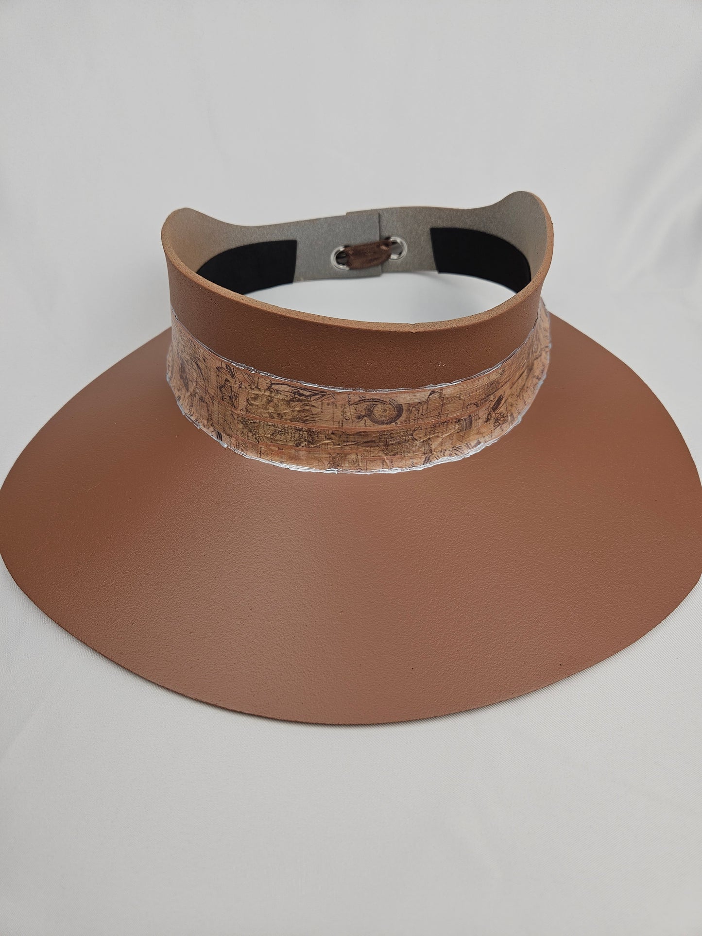 Mocha Brown Visor Hat - Warm Brown Vintage Style Band