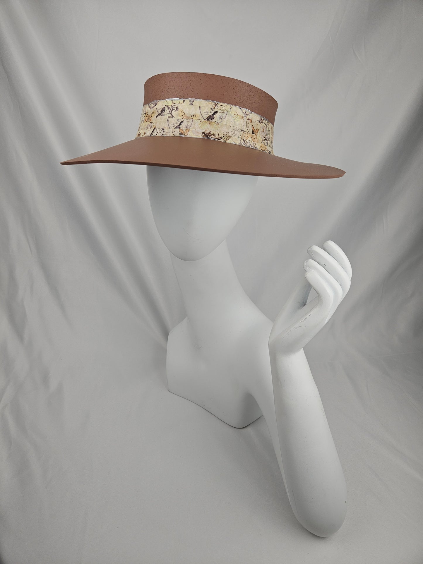 Brown "LadyEVA" Visor Hat with Vintage Collage Style Band