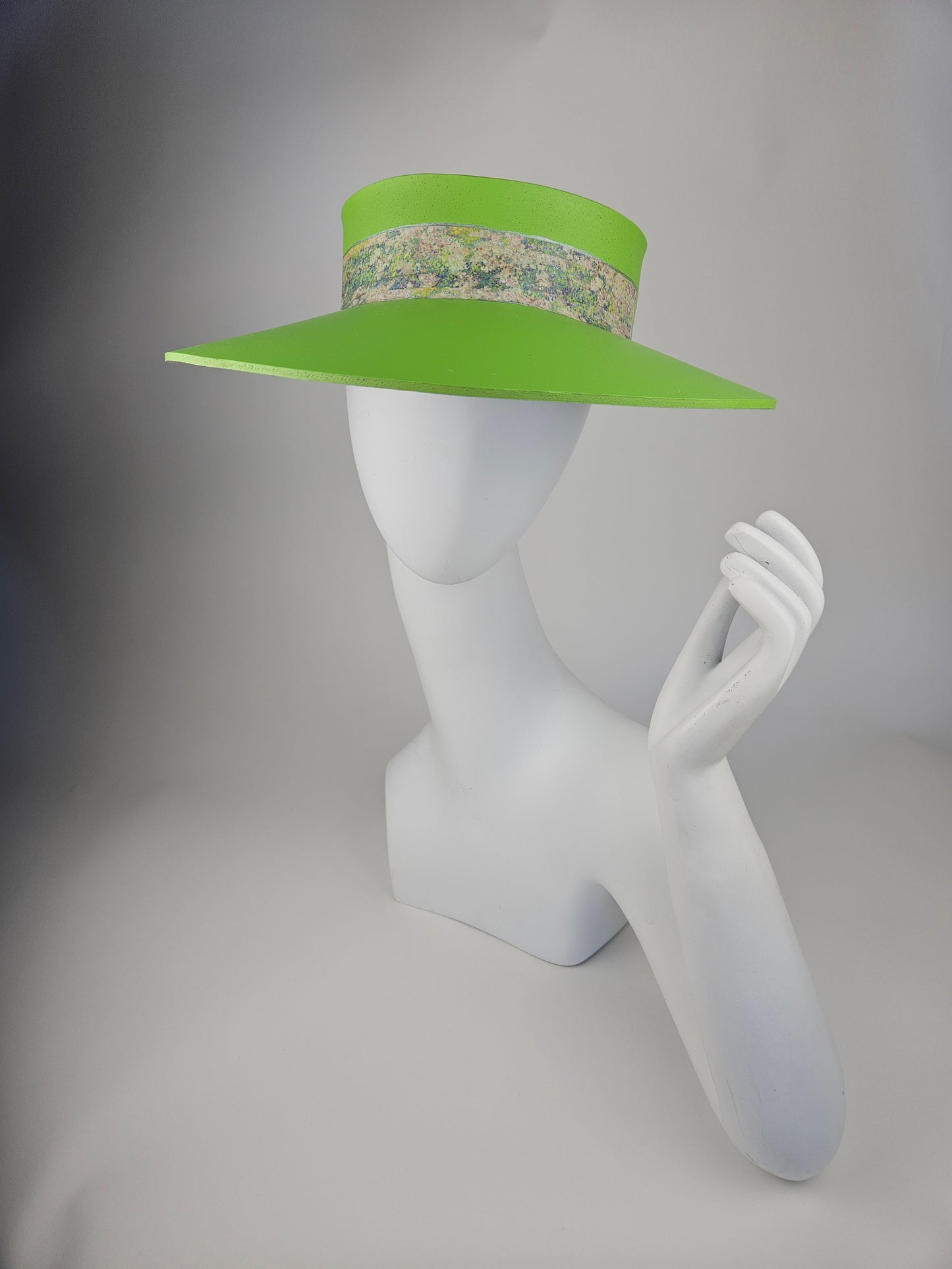 Neon Green "LadyEVA" Visor Hat with Pastel Monet Style Band